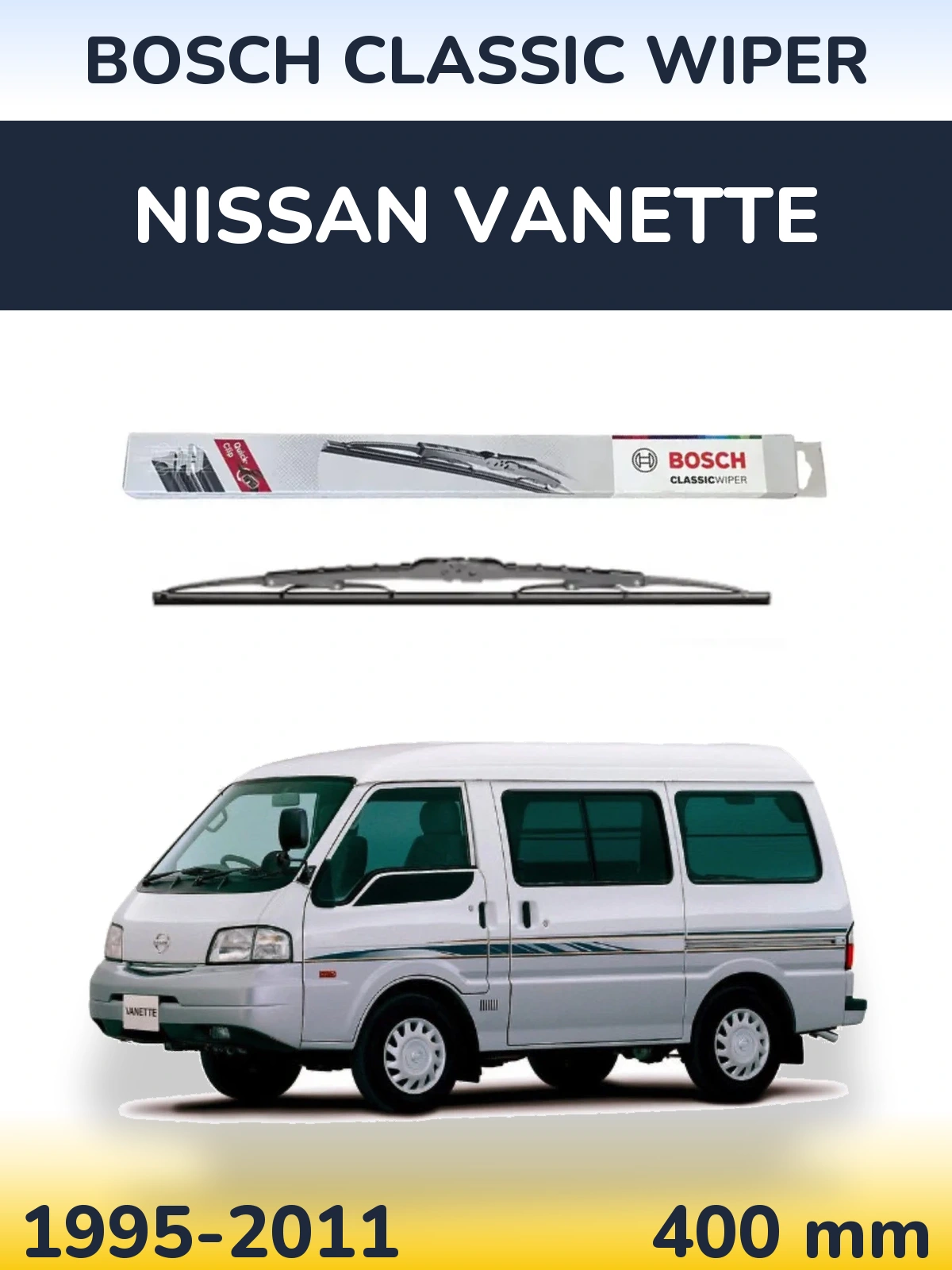 Задня щітка BOSCH Classic Wiper 400 мм для Nissan Vanette 1995-2011