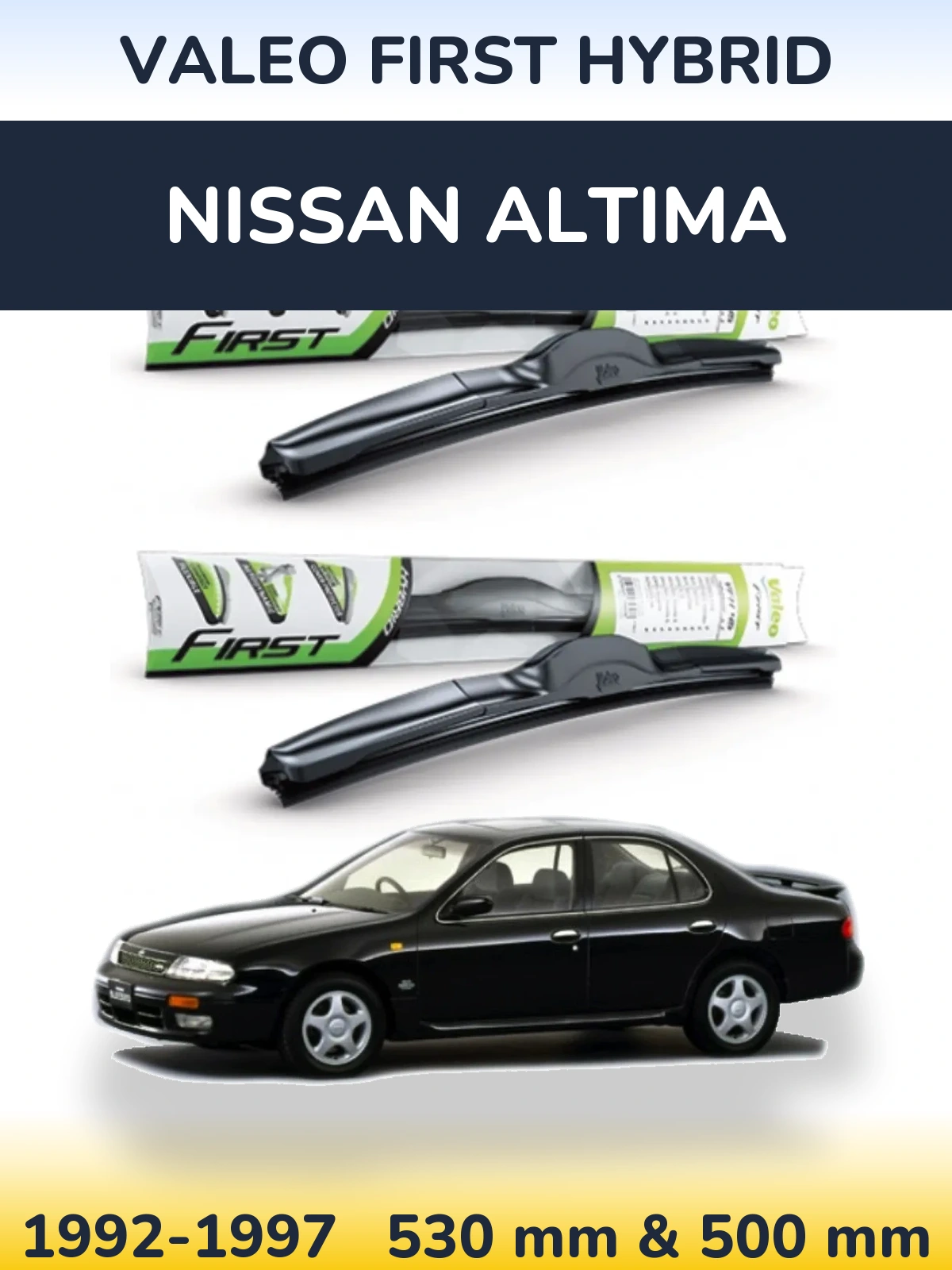 Front wiper blade set Valeo First Hybrid 530 & 500 мм for Nissan Altima 1992-1997