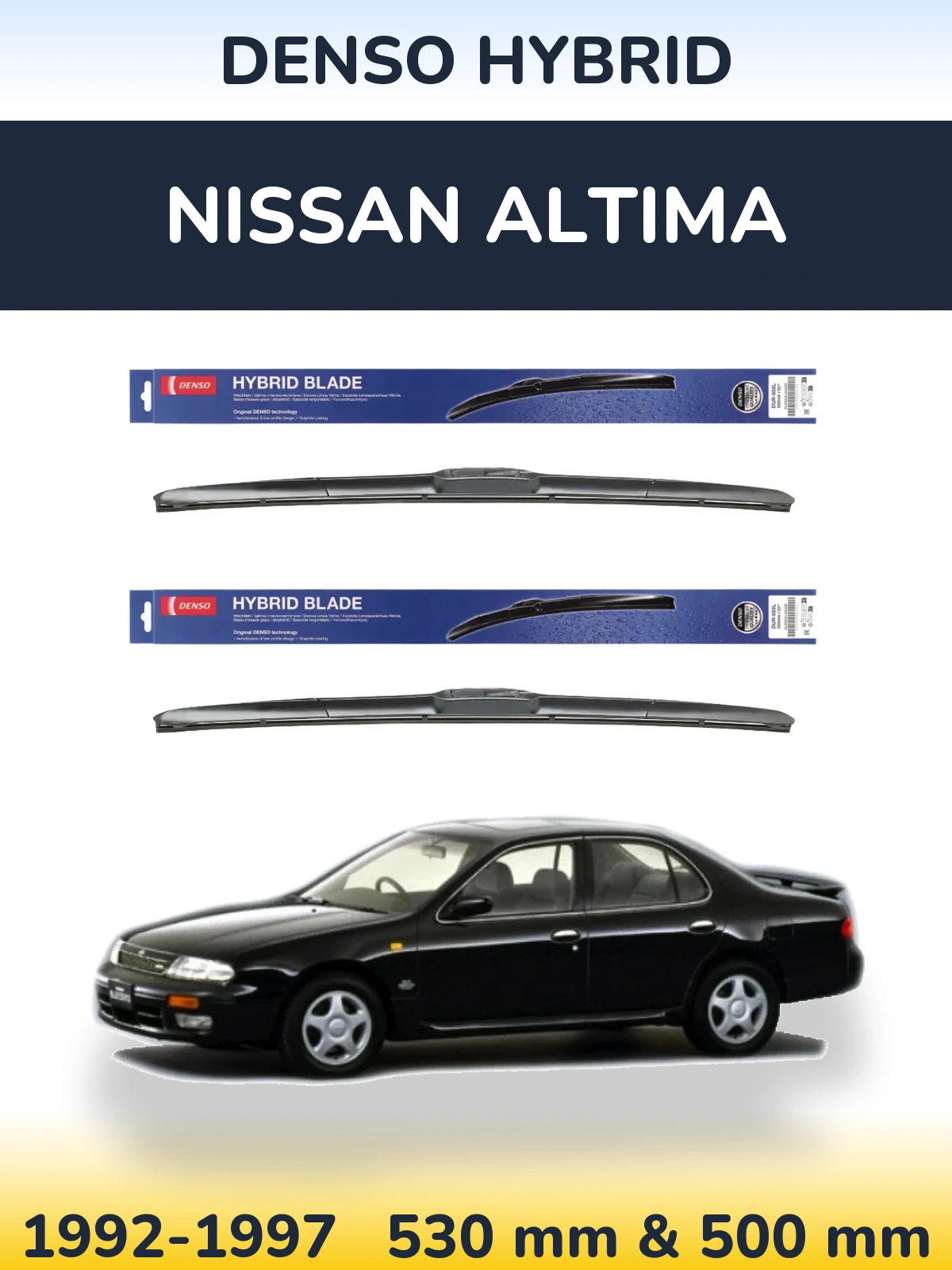 Front wiper blade set Denso Hybrid 530 & 500 мм for Nissan Altima 1992-1997
