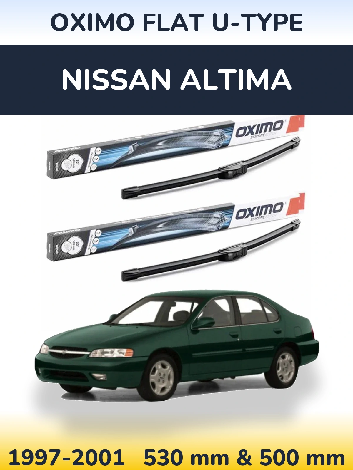 Komplet przednich wycieraczek Oximo Flat U-type 530 & 500 mm do Nissan Altima 1997-2001
