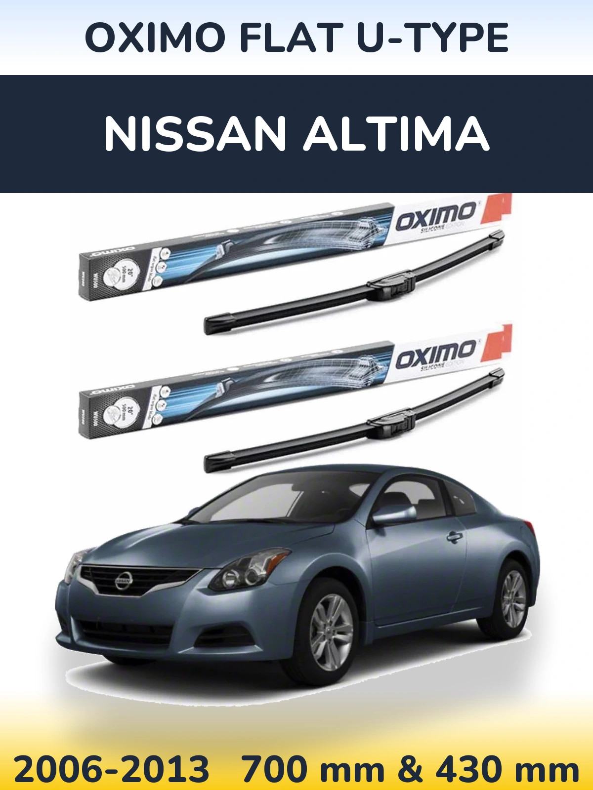 Комплект передніх щіток Oximo Flat U-type 700 & 430 мм для Nissan Altima 2006-2013
