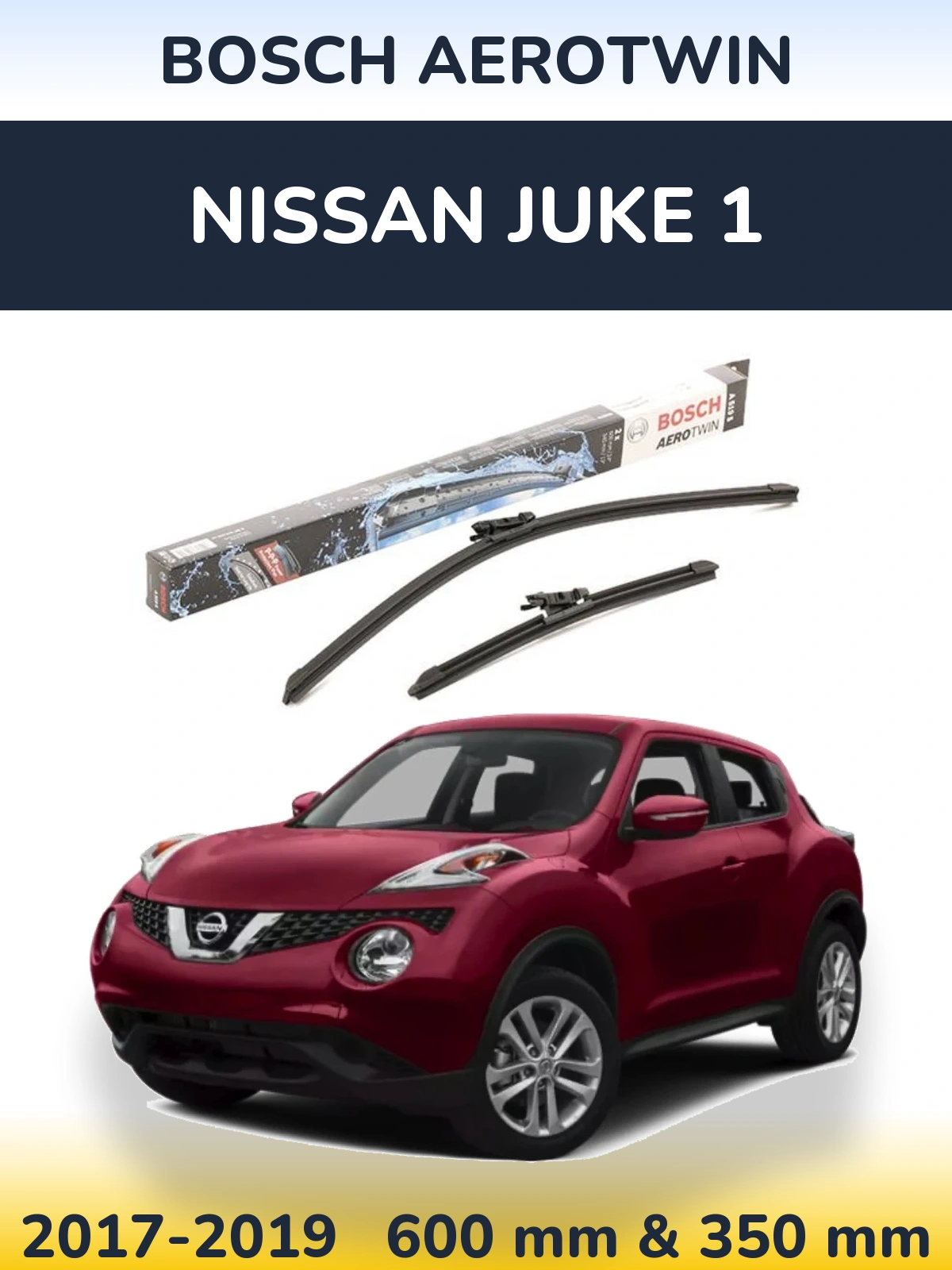 Front wiper blade set BOSCH AeroTwin 600 & 340 мм for Nissan Juke 1 2017-2019