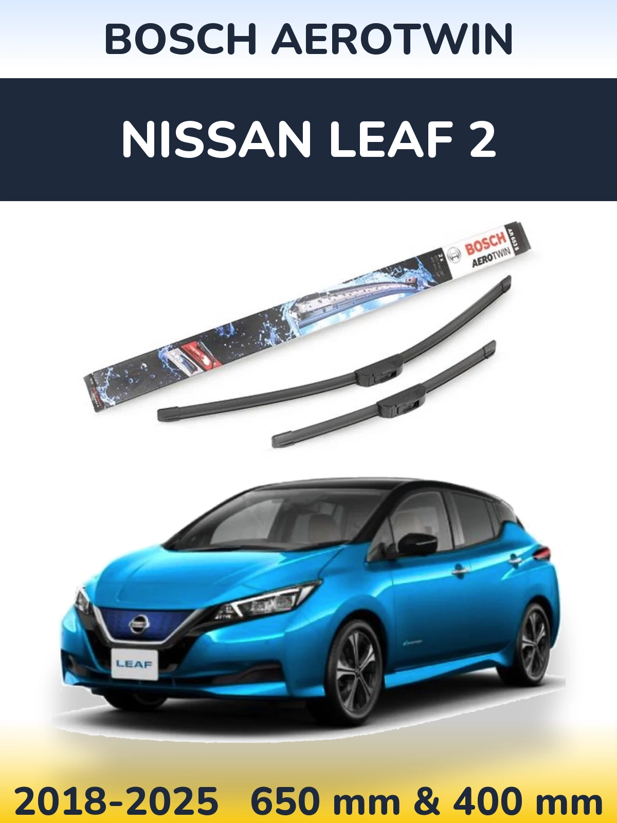 Komplet przednich wycieraczek BOSCH AeroTwin 650 & 400 mm do Nissan Leaf 2 2018-2025