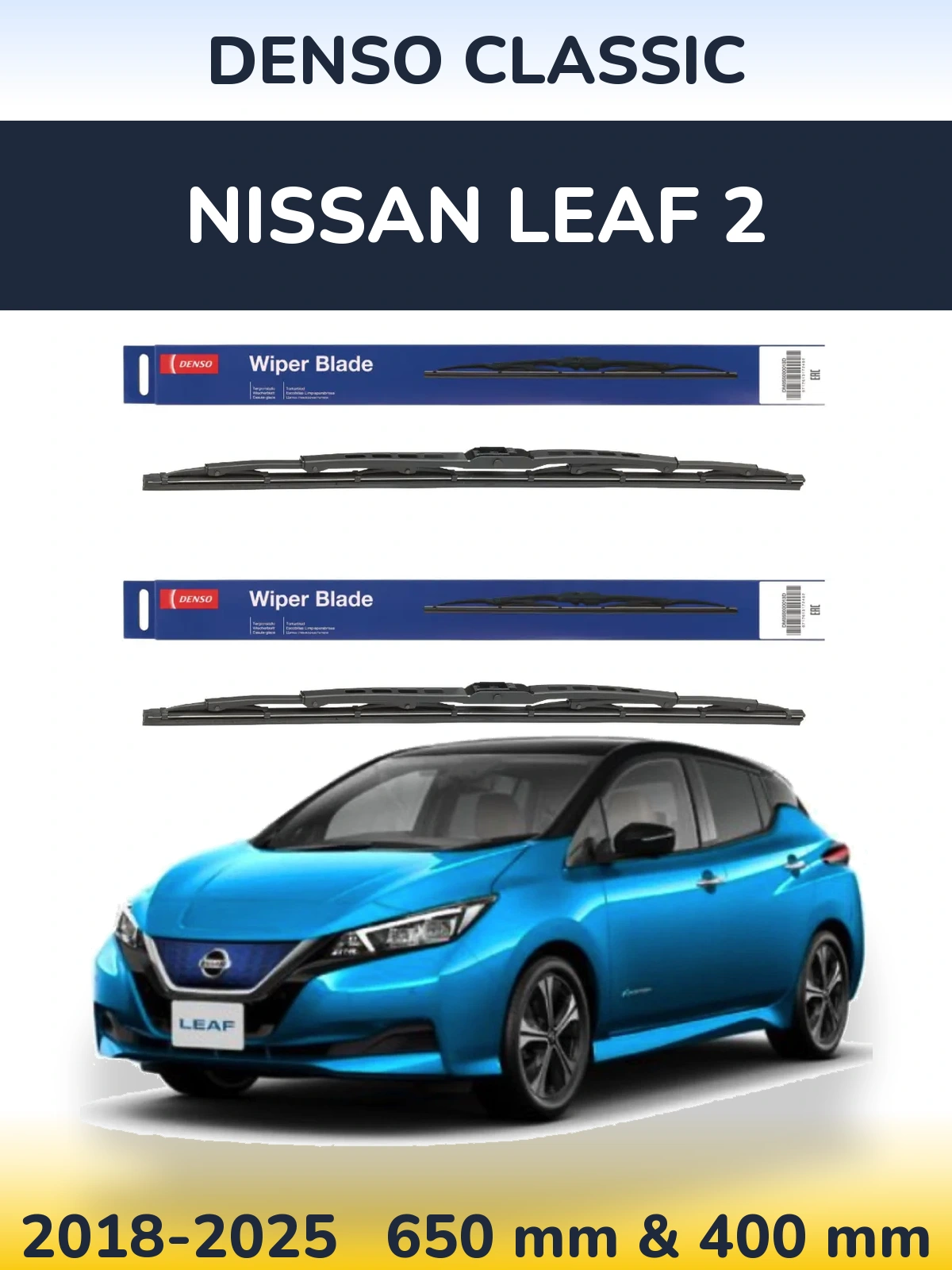 Front wiper blade set Denso Classic 650 & 400 мм for Nissan Leaf 2 2018-2025