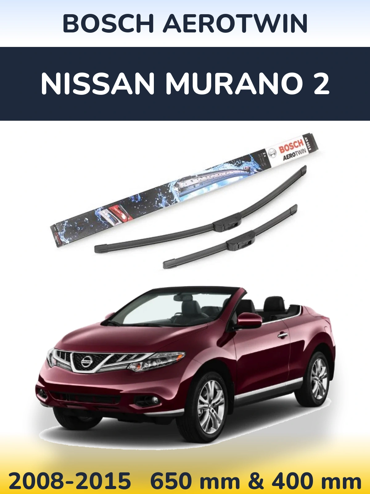 Комплект передніх щіток BOSCH AeroTwin 650 & 400 мм для Nissan Murano 2 2008-2015
