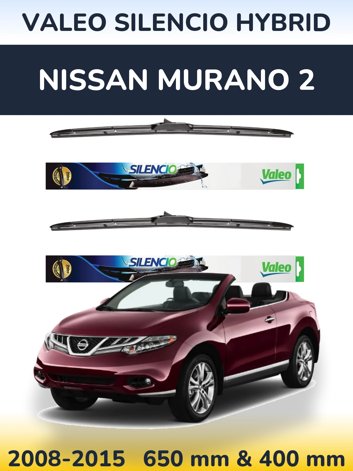Комплект передних дворников Valeo Silencio Hybrid 650 & 400 мм для Nissan Murano 2 2008-2015