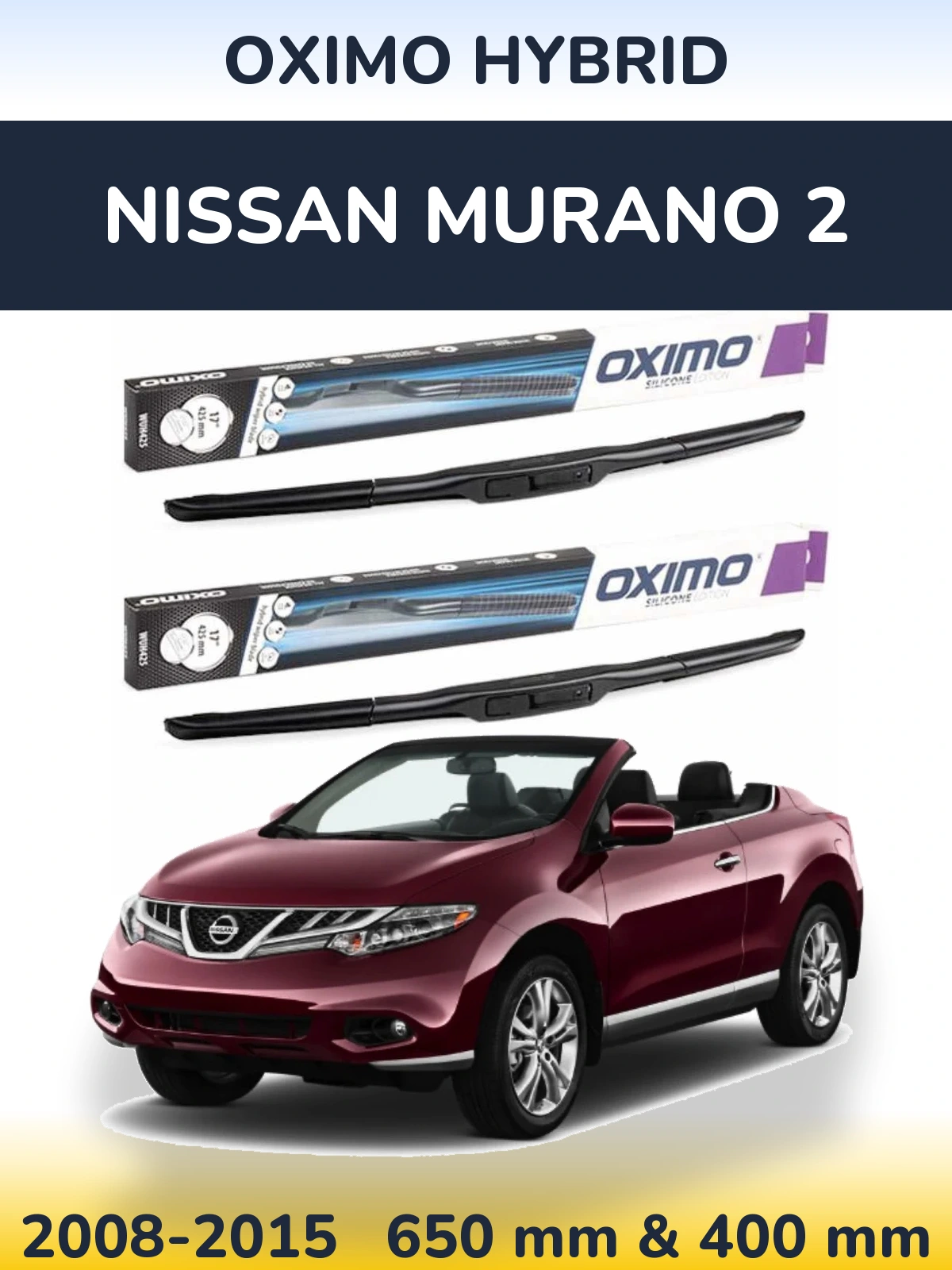 Комплект передних дворников Oximo Hybrid 650 & 400 мм для Nissan Murano 2 2008-2015