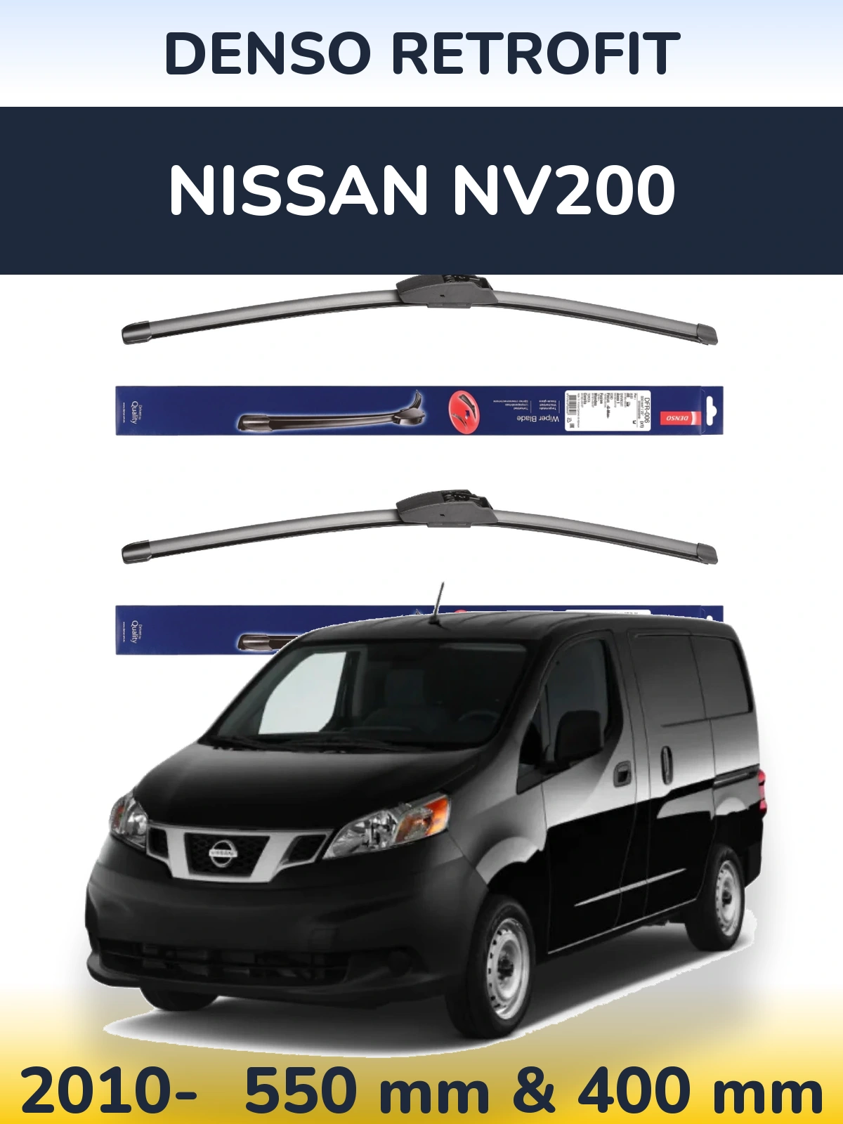 Front wiper blade set Denso Retrofit 550 & 400 мм for Nissan NV200 2010-2026