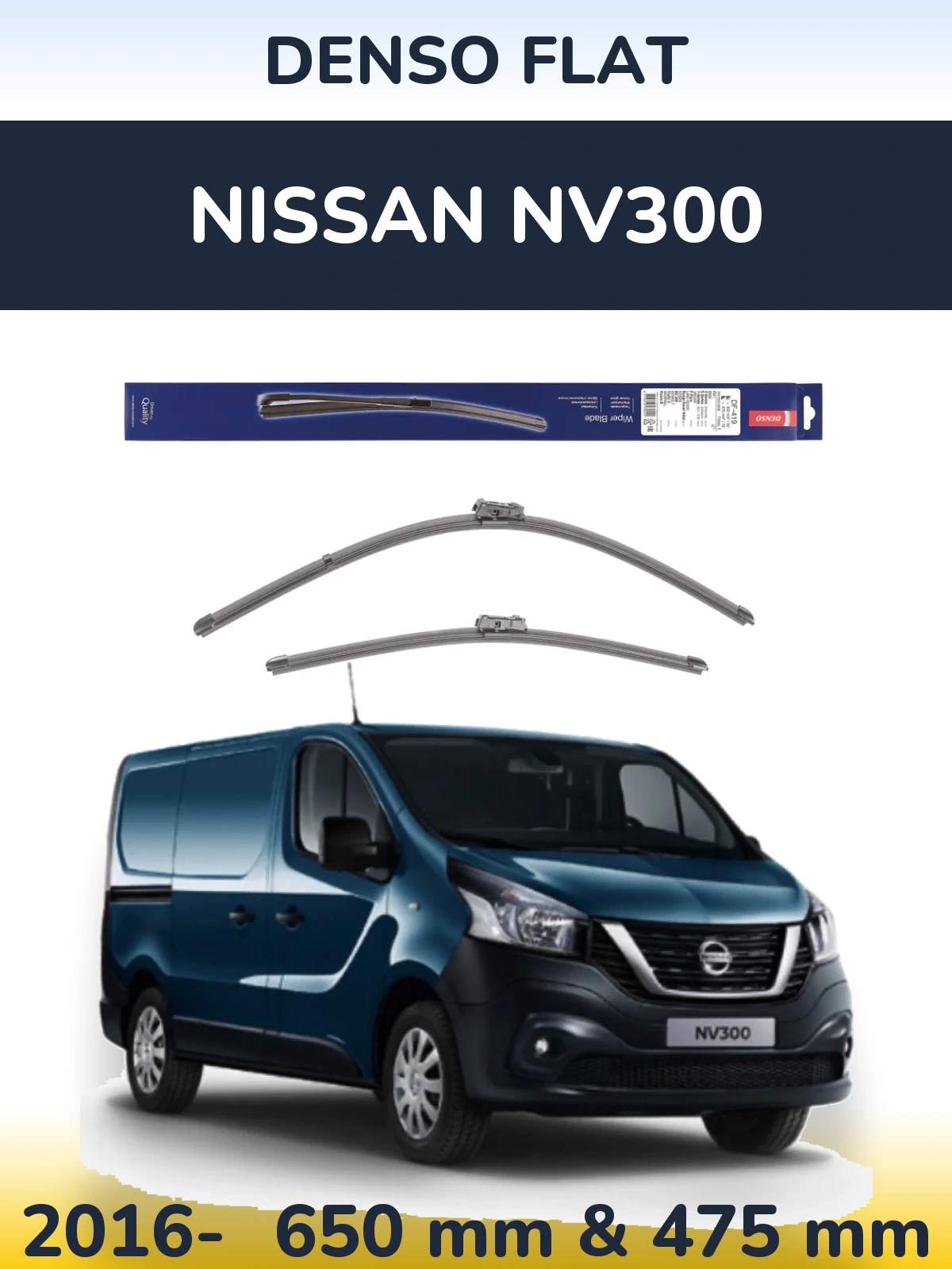Комплект передних дворников Denso Flat 650 & 475 мм для Nissan NV300 2016-2026