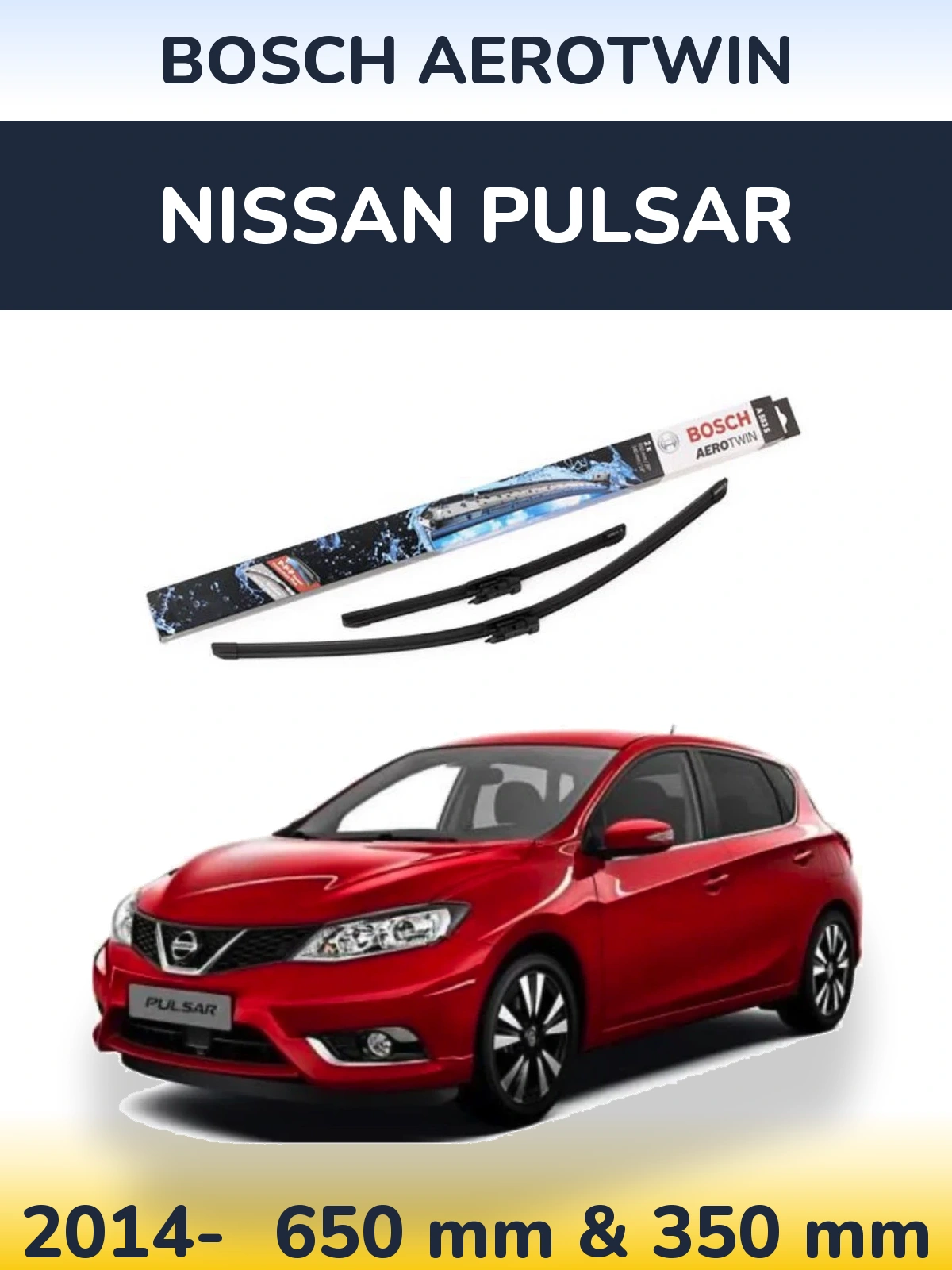 Комплект передних дворников BOSCH AeroTwin 650 & 340 мм для Nissan Pulsar 2014-2026
