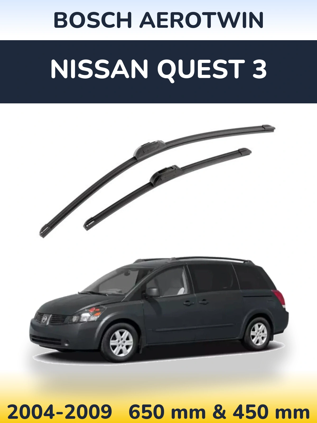 Komplet przednich wycieraczek BOSCH AeroTwin 650 & 450 mm do Nissan Quest 3 2004-2009