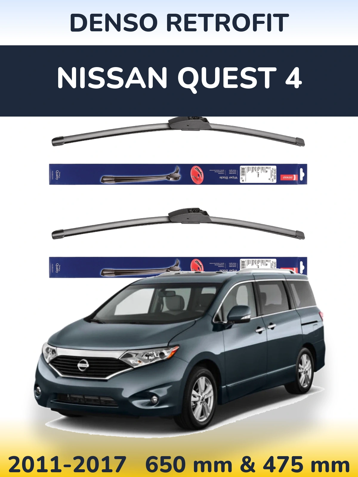 Front wiper blade set Denso Retrofit 650 & 475 мм for Nissan Quest 4 2011-2017