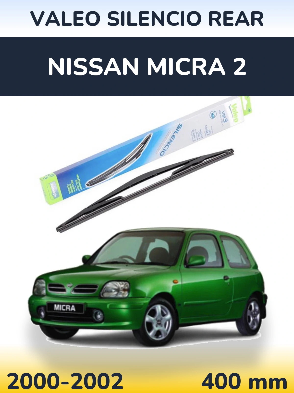 Rear wiper blade Valeo Silencio Rear 400 mm for Nissan Micra 2 2000-2002