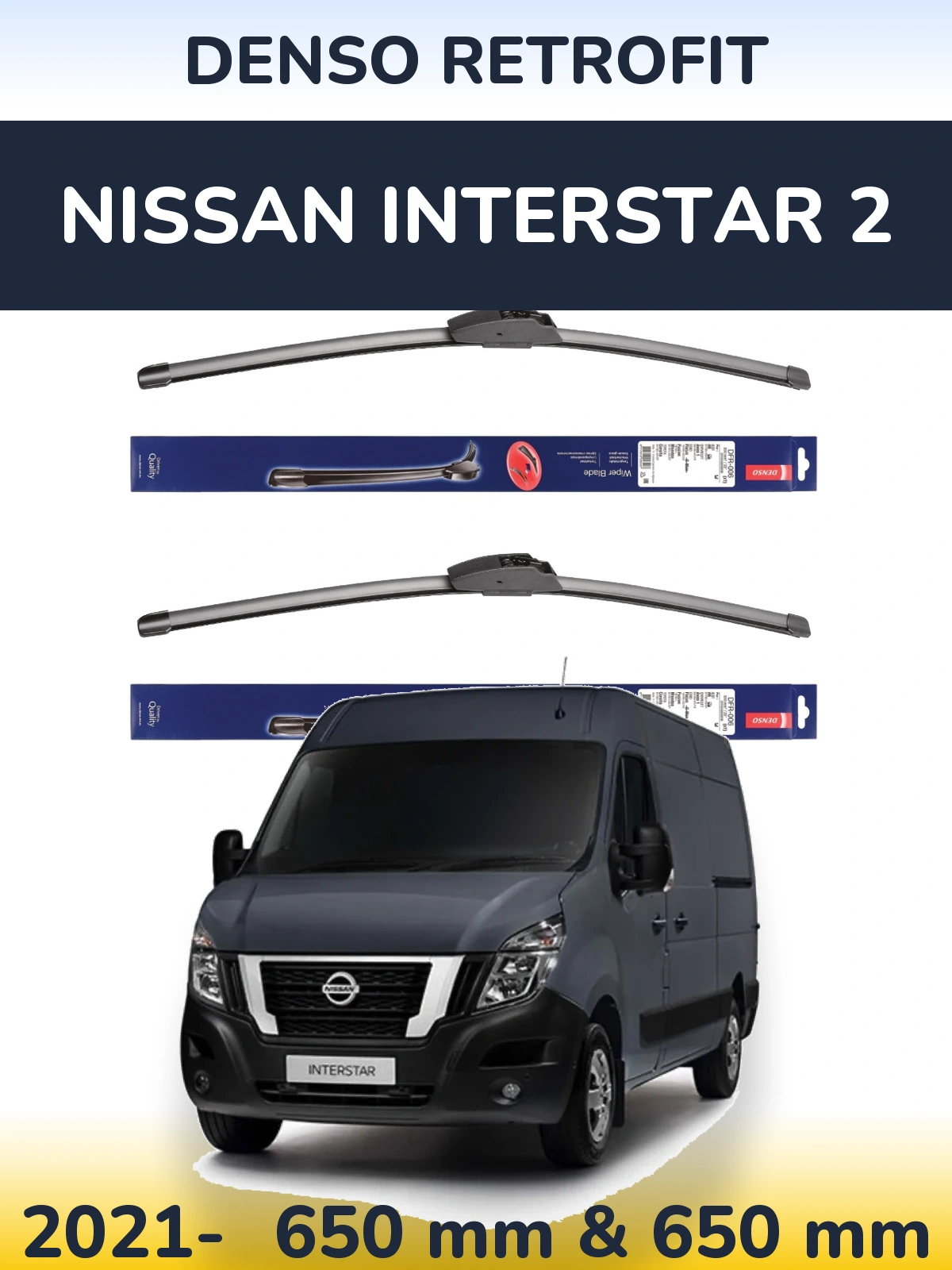 Комплект передніх щіток Denso Retrofit 650 & 650 мм для Nissan Interstar 2 2021-2026