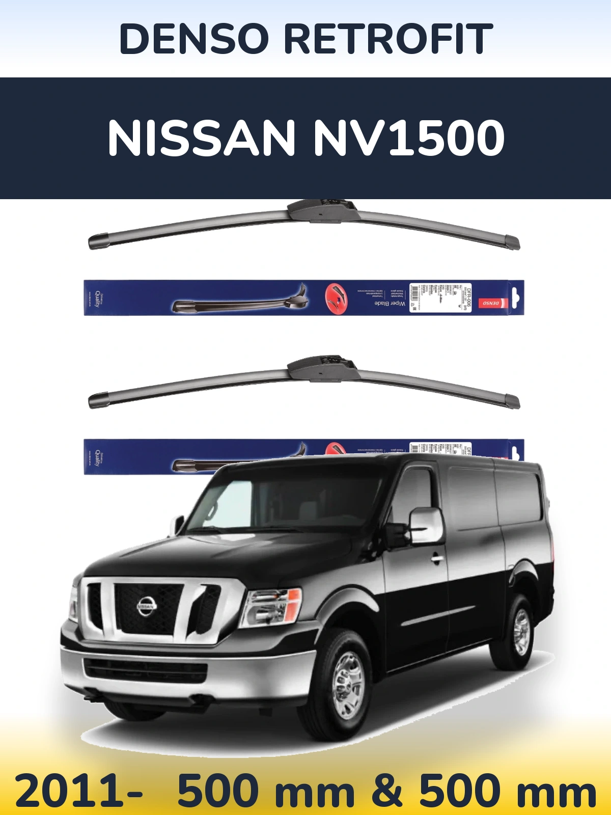 Front wiper blade set Denso Retrofit 500 & 500 мм for Nissan NV1500 2011-2026