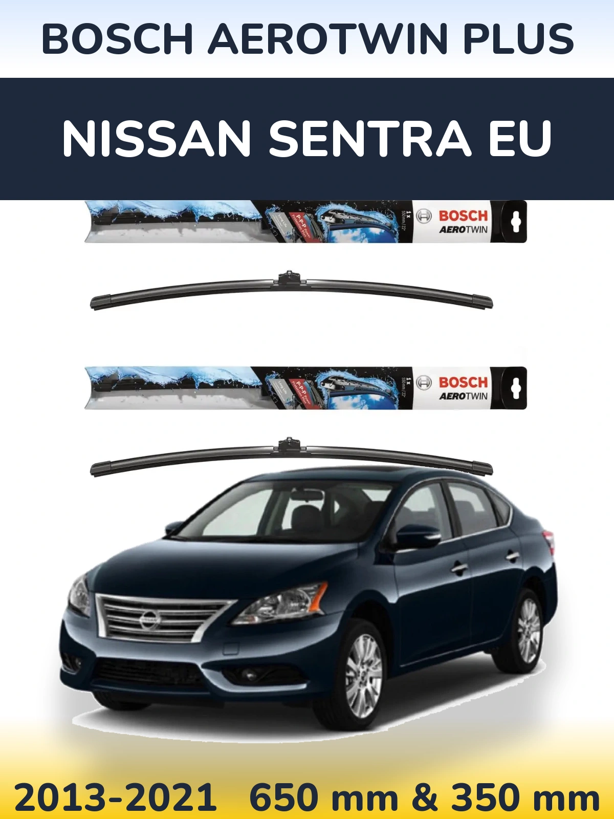 Komplet przednich wycieraczek BOSCH AeroTwin Plus 650 & 350 mm do Nissan Sentra EU 2013-2021