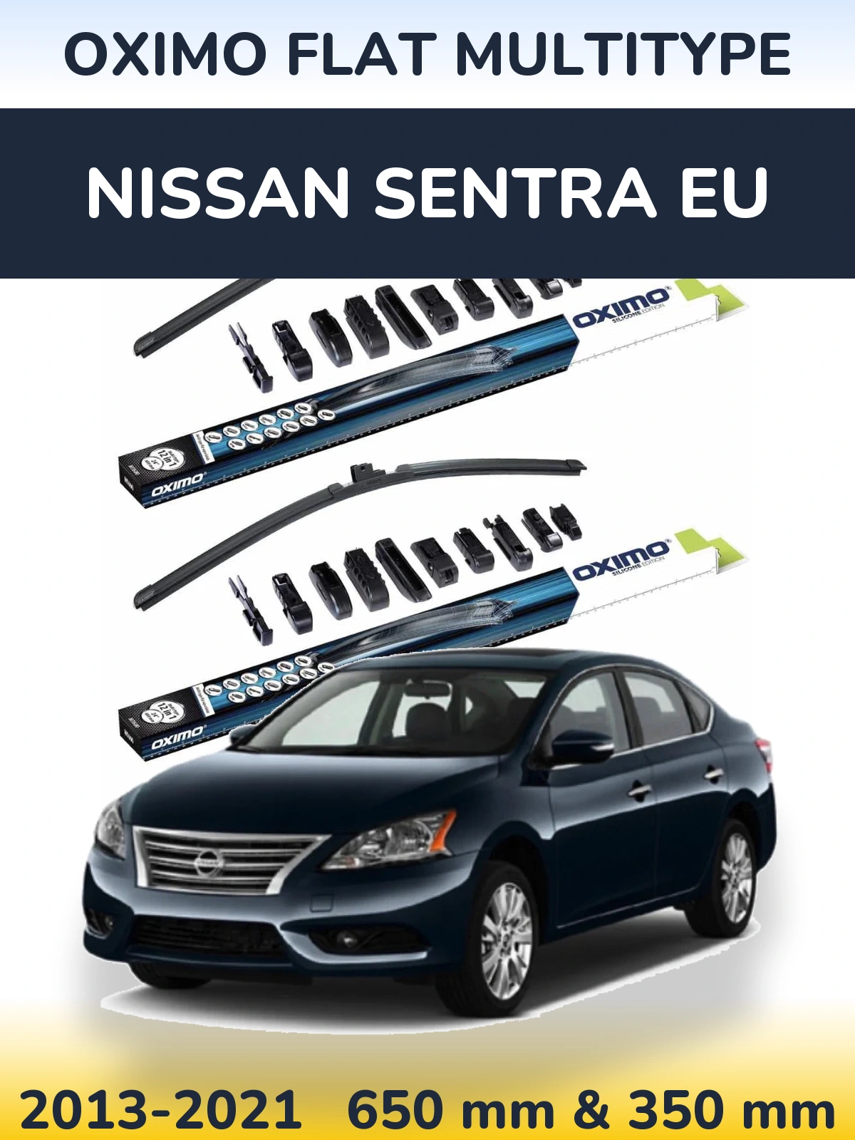 Komplet przednich wycieraczek Oximo Flat MultiType 650 & 350 mm do Nissan Sentra EU 2013-2021