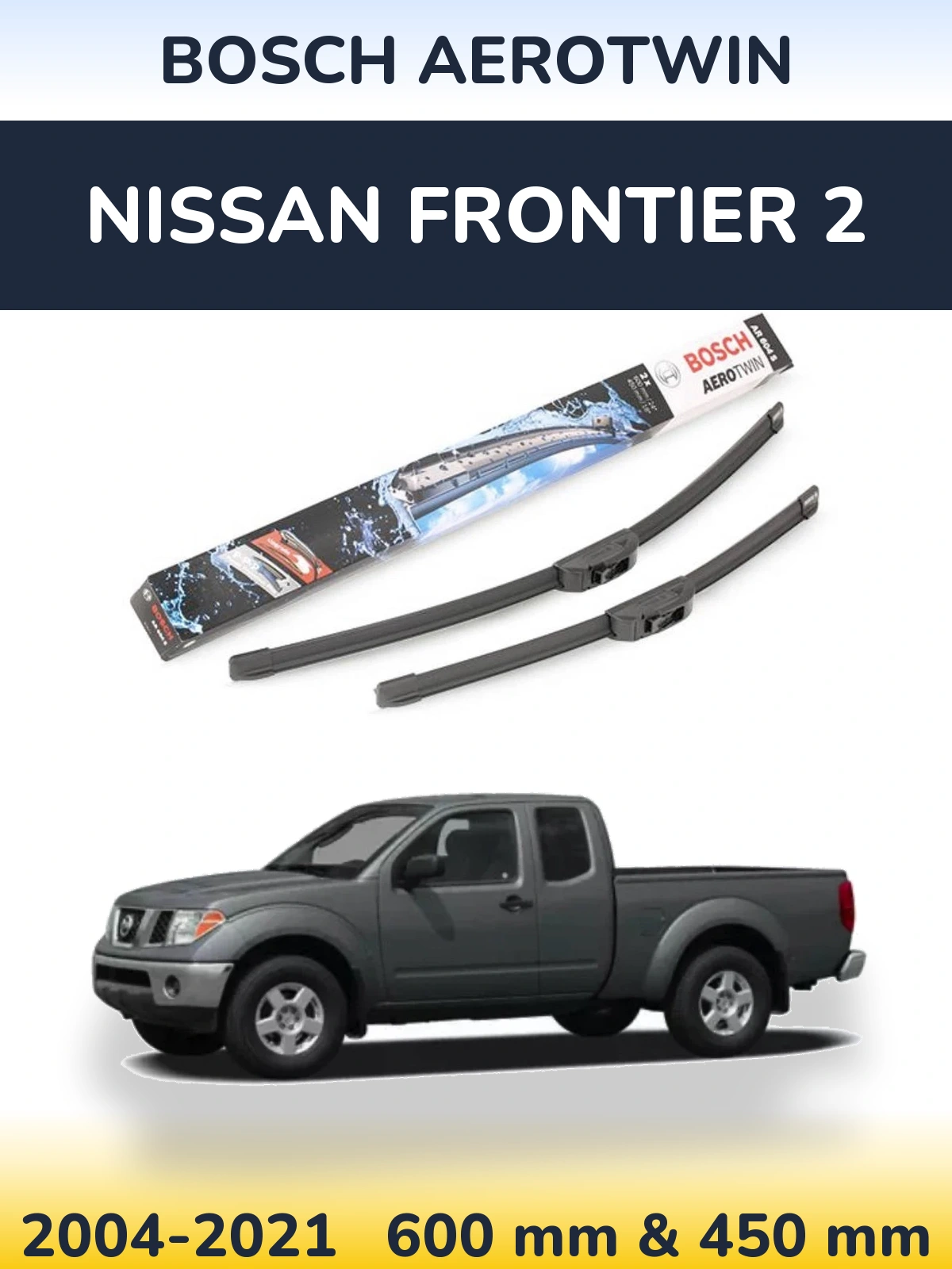 Комплект передніх щіток BOSCH AeroTwin 600 & 450 мм для Nissan Frontier 2 2004-2021