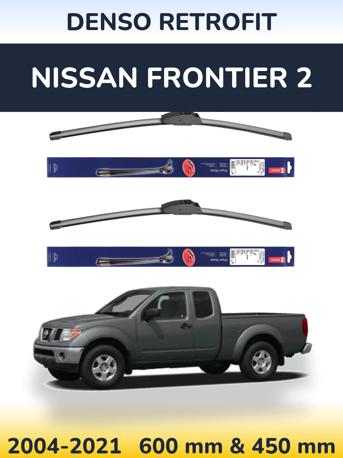 Комплект передніх щіток Denso Retrofit 600 & 450 мм для Nissan Frontier 2 2004-2021