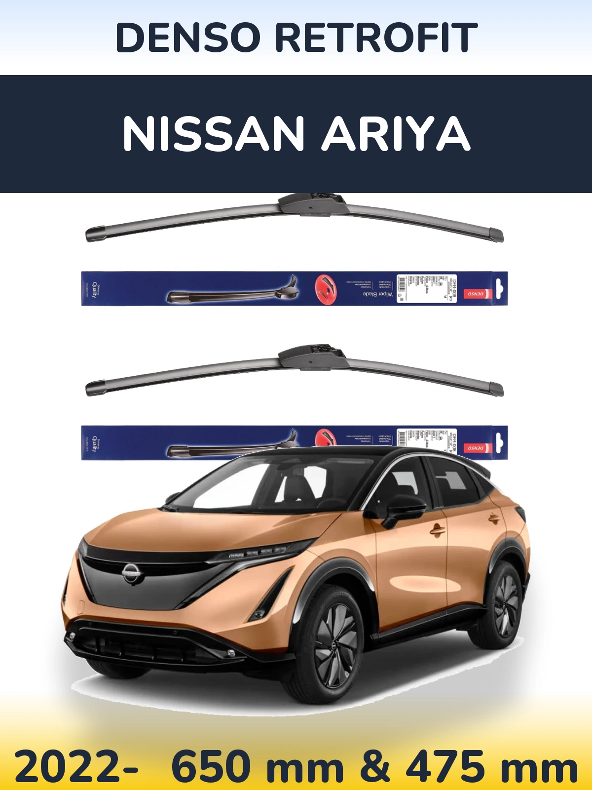 Front wiper blade set Denso Retrofit 650 & 475 мм for Nissan Ariya 2022-2026
