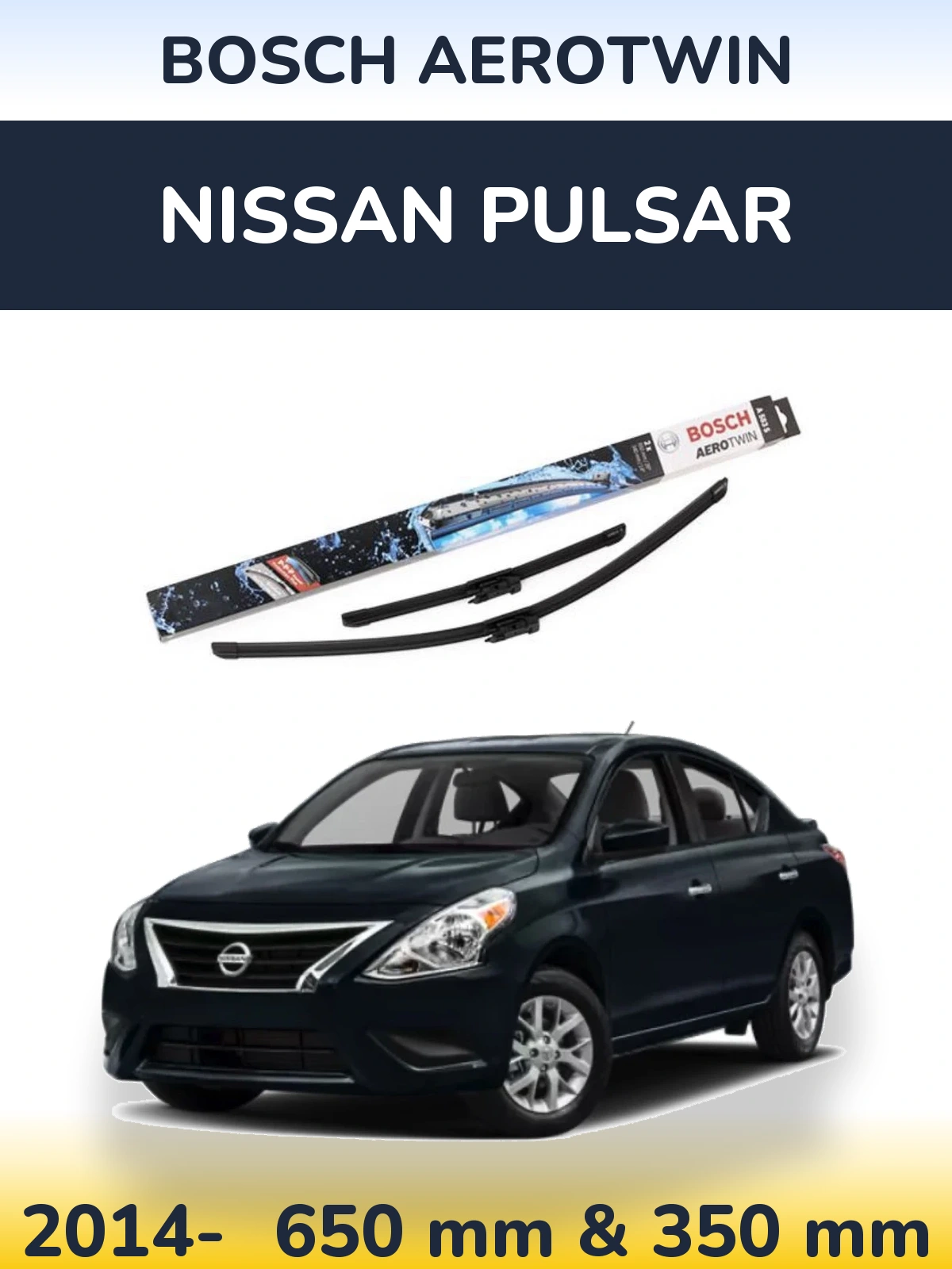 Komplet przednich wycieraczek BOSCH AeroTwin 650 & 340 mm do Nissan Pulsar 2014-2026
