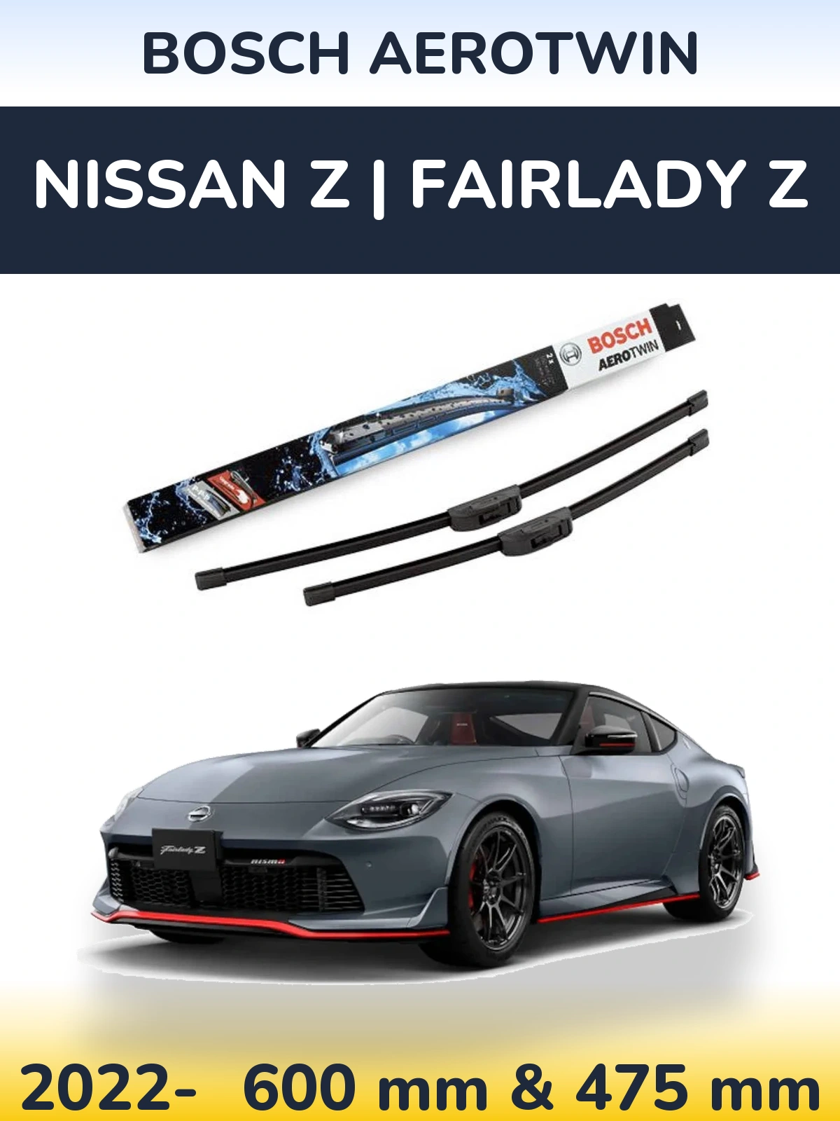 Комплект передних дворников BOSCH AeroTwin 600 & 475 мм для Nissan Z | Fairlady Z 2022-2026