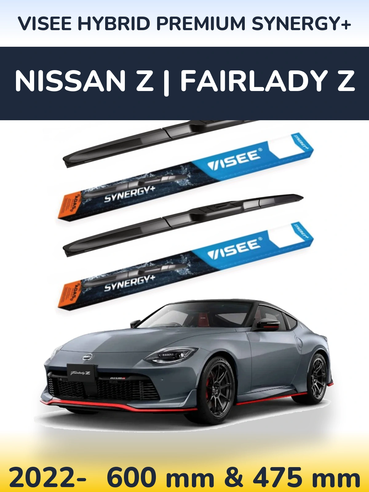 Комплект передних дворников VISEE HYBRID PREMIUM SYNERGY+ 600 & 475 мм для Nissan Z | Fairlady Z 2022-2026