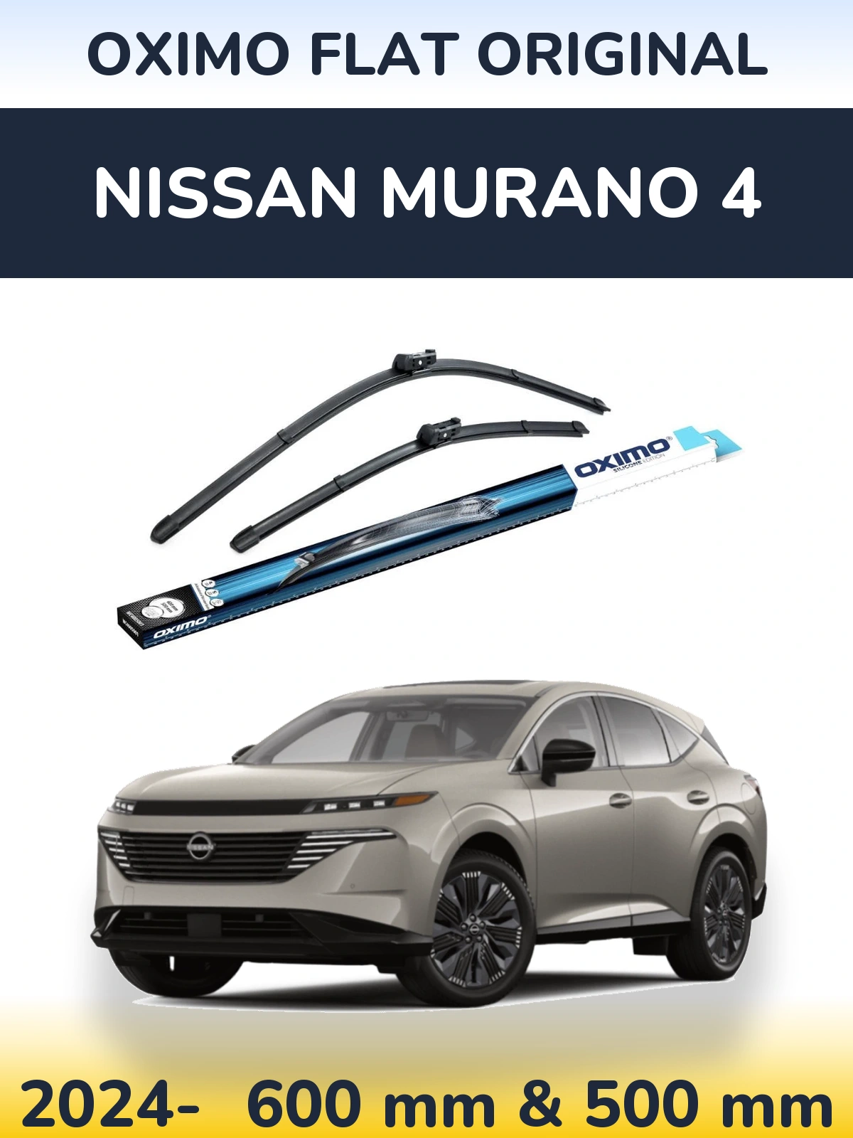 Front wiper blade set Oximo Flat Original 600 & 500 мм for Nissan Murano 4 2024-2026
