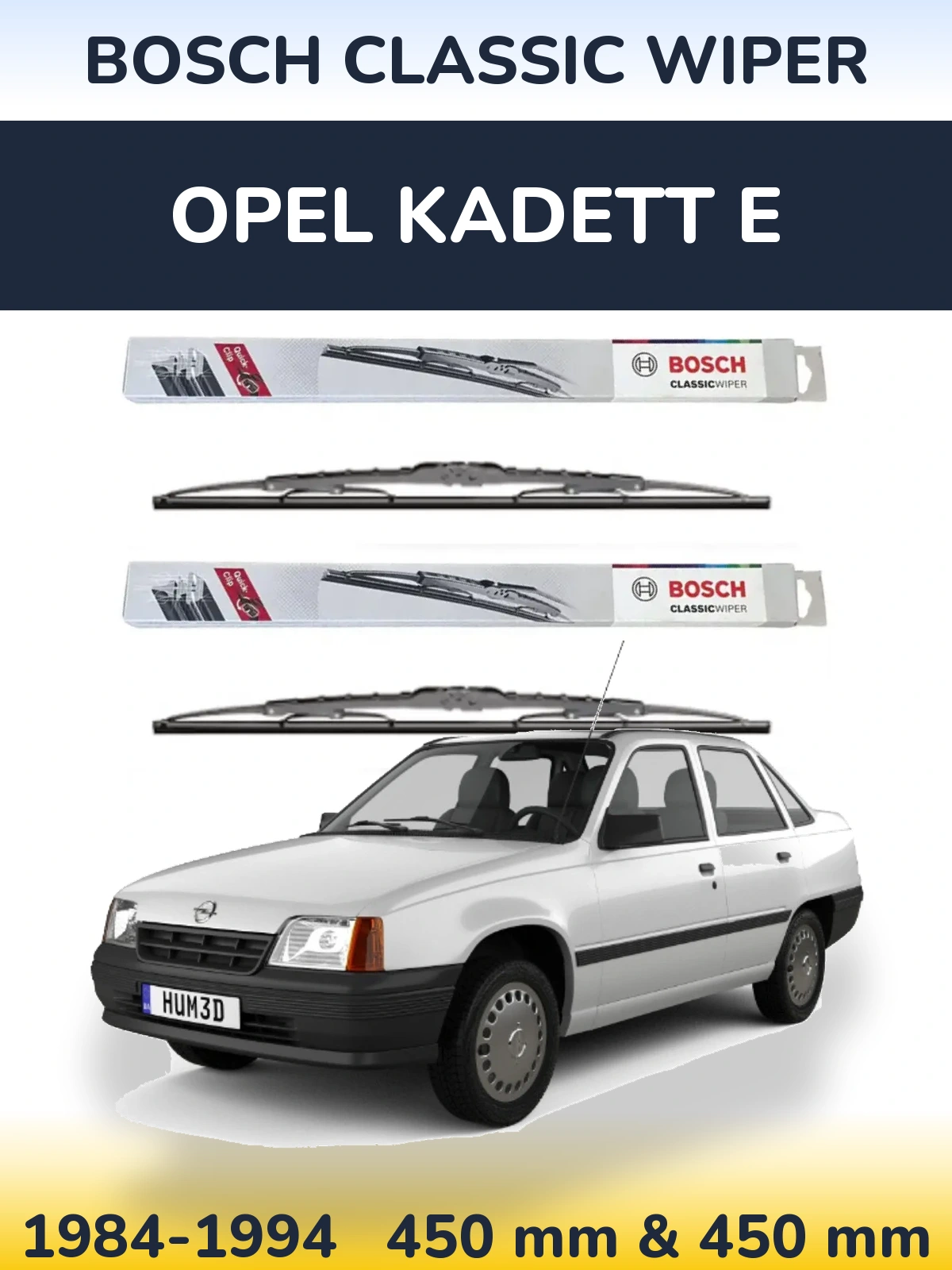 Komplet przednich wycieraczek BOSCH Classic Wiper 450 & 450 mm do Opel Kadett E 1984-1994