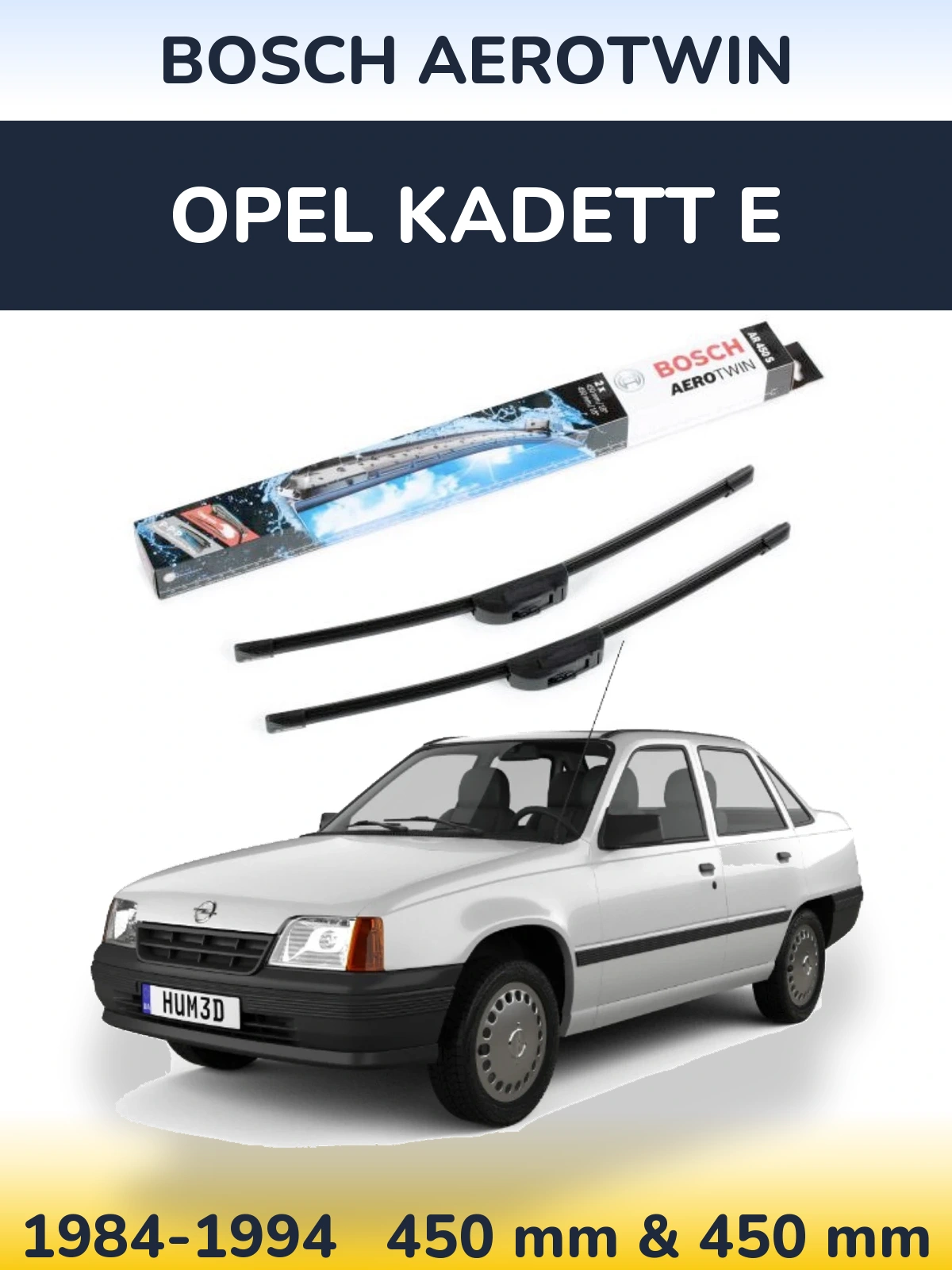 Komplet przednich wycieraczek BOSCH AeroTwin 450 & 450 mm do Opel Kadett E 1984-1994
