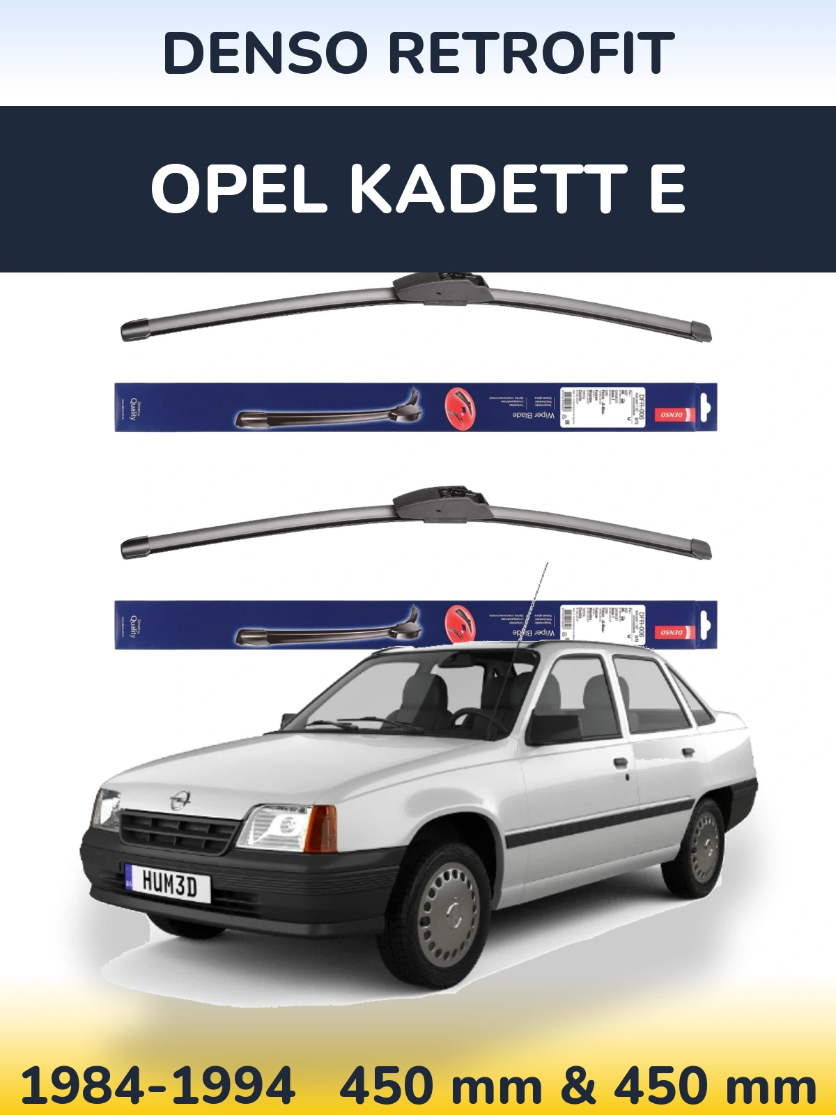 Комплект передних дворников Denso Retrofit 450 & 450 мм для Opel Kadett E 1984-1994