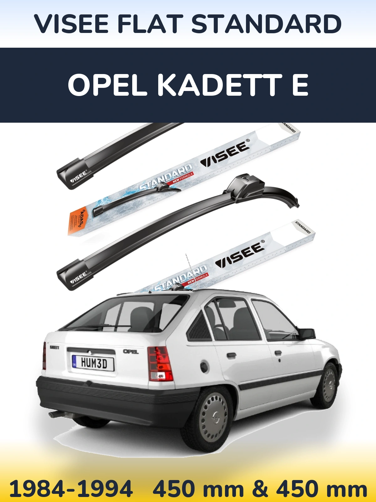 Komplet przednich wycieraczek VISEE FLAT STANDARD 450 & 450 mm do Opel Kadett E 1984-1994