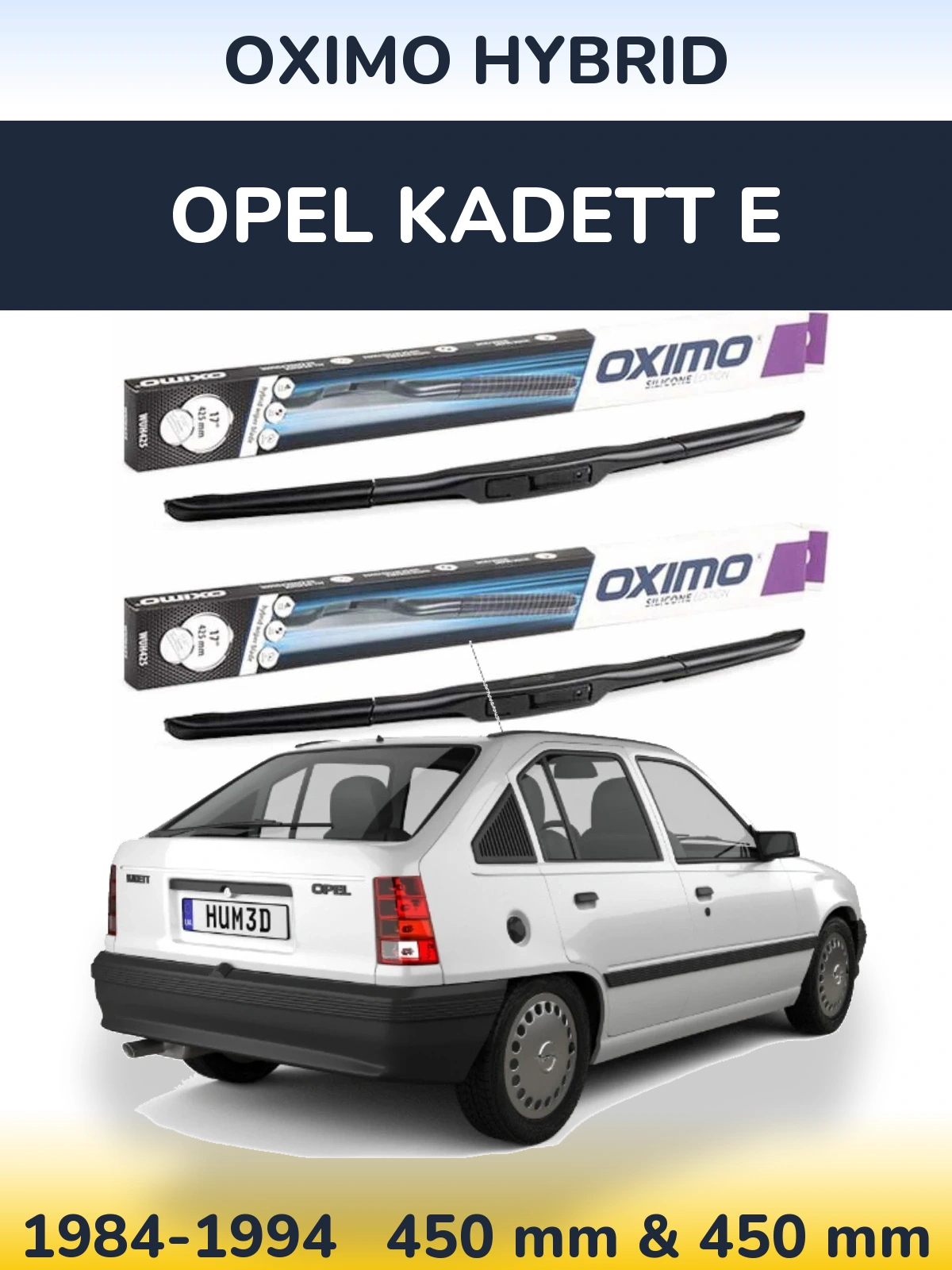 Komplet przednich wycieraczek Oximo Hybrid 450 & 450 mm do Opel Kadett E 1984-1994