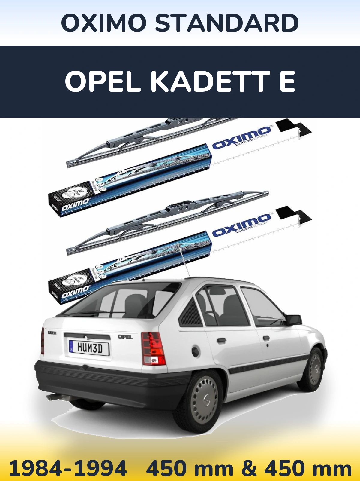Front wiper blade set Oximo Standard 450 & 450 мм for Opel Kadett E 1984-1994
