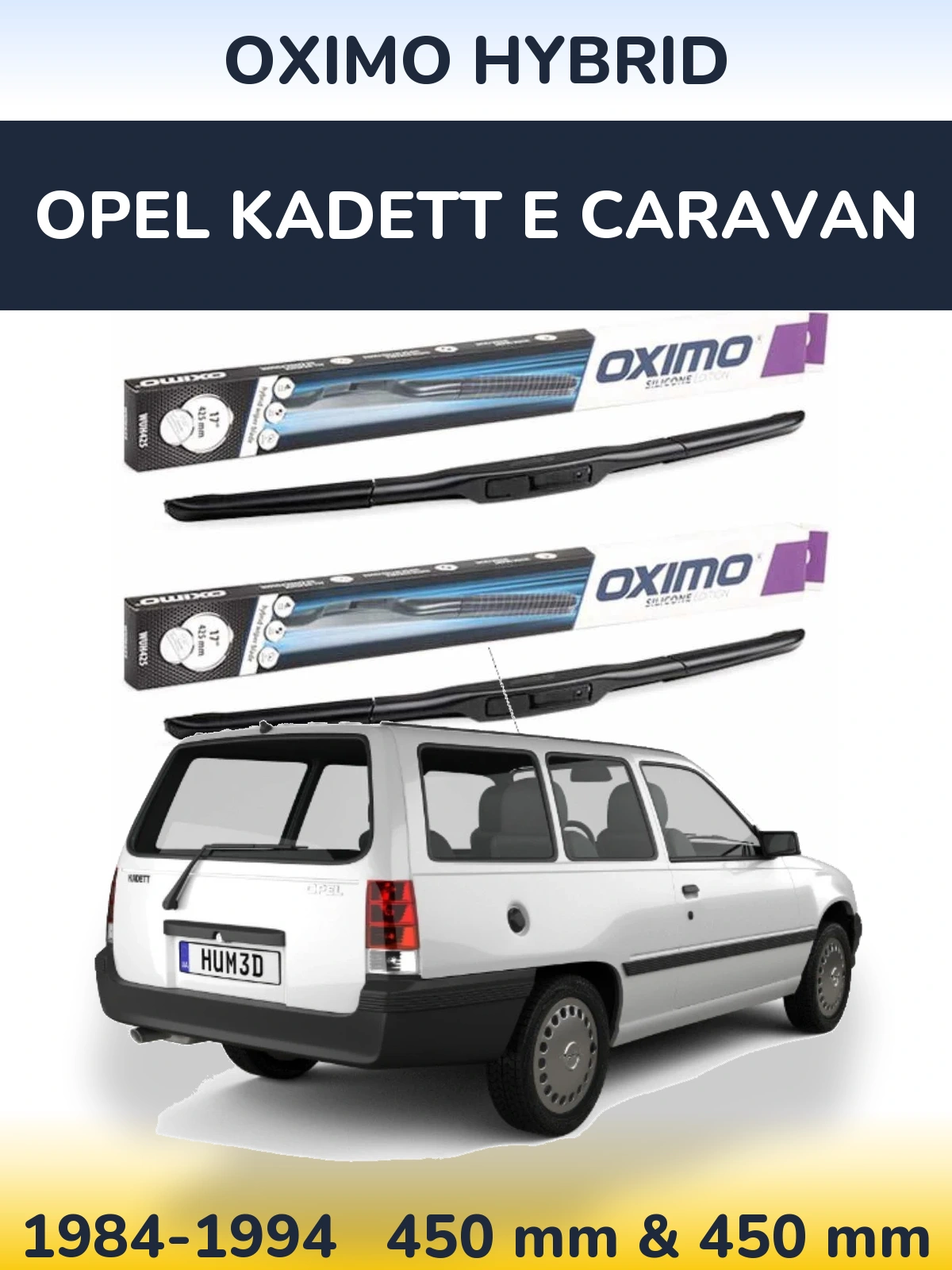 Комплект передних дворников Oximo Hybrid 450 & 450 мм для Opel Kadett E Caravan 1984-1994
