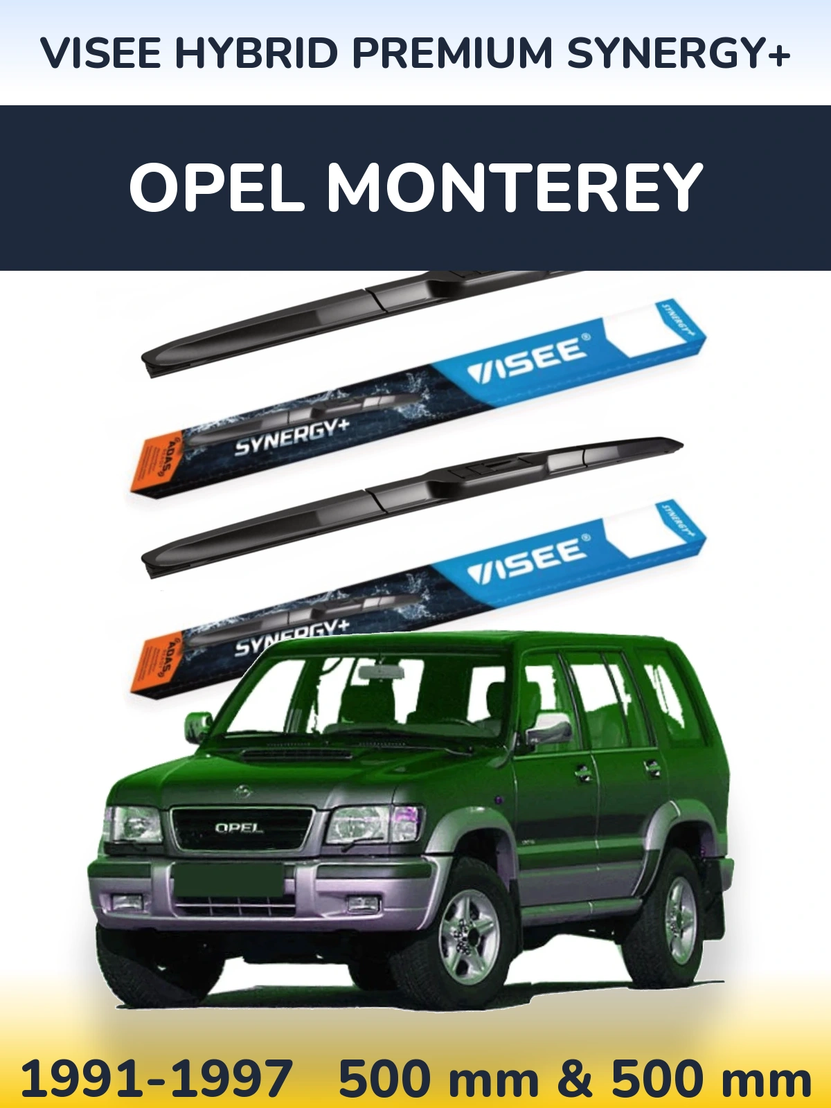 Комплект передних дворников VISEE HYBRID PREMIUM SYNERGY+ 500 & 500 мм для Opel Monterey 1991-1997