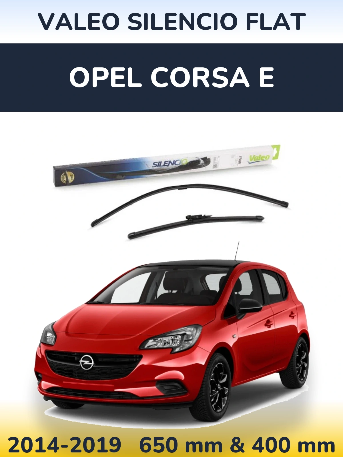 Front wiper blade set Valeo Silencio Flat 650 & 400 мм for Opel Corsa E 2014-2019