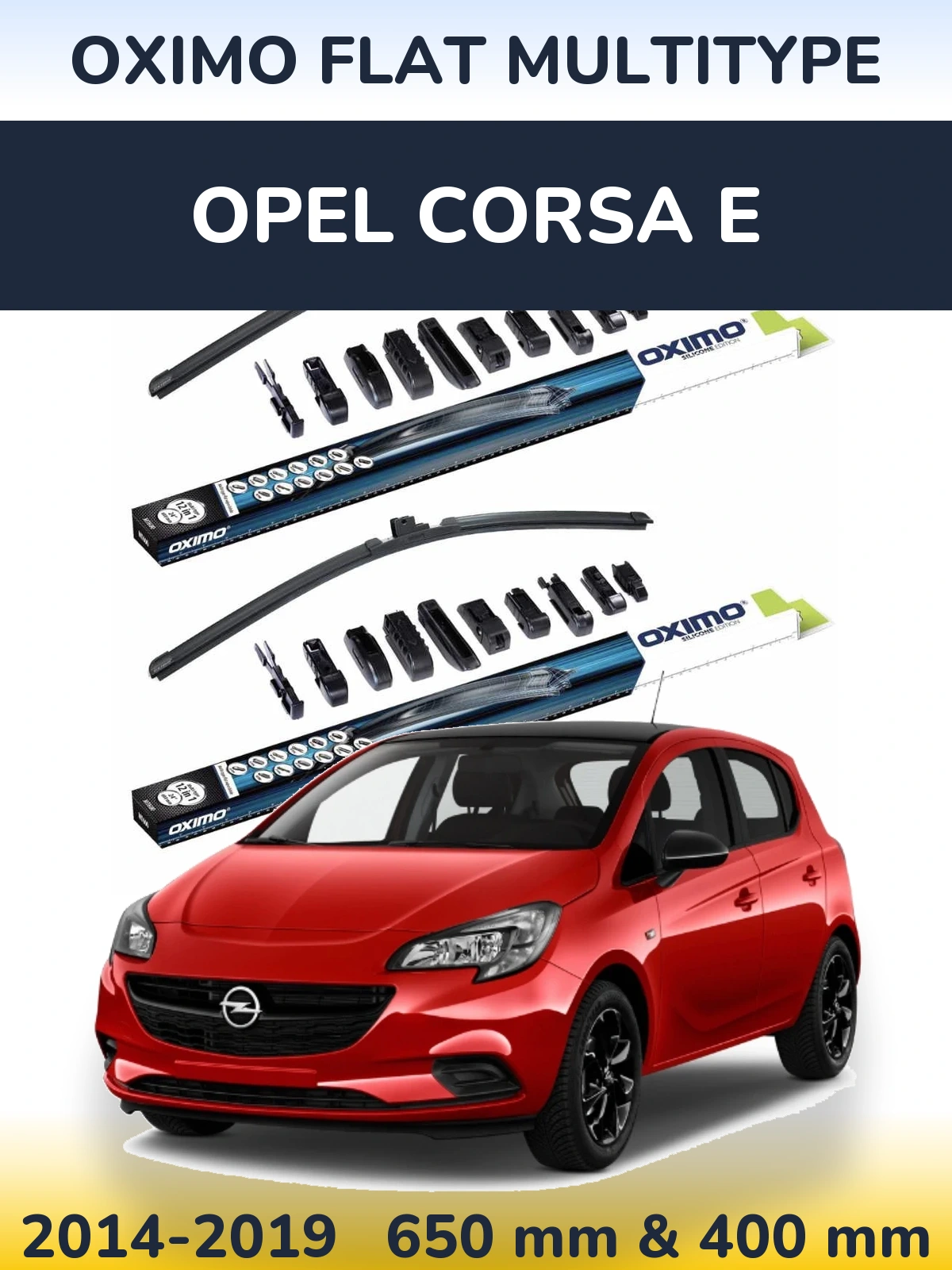 Комплект передних дворников Oximo Flat MultiТипe 650 & 400 мм для Opel Corsa E 2014-2019