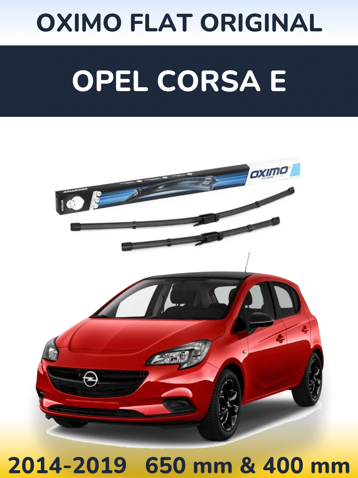 Front wiper blade set Oximo Flat Original 650 & 400 мм for Opel Corsa E 2014-2019