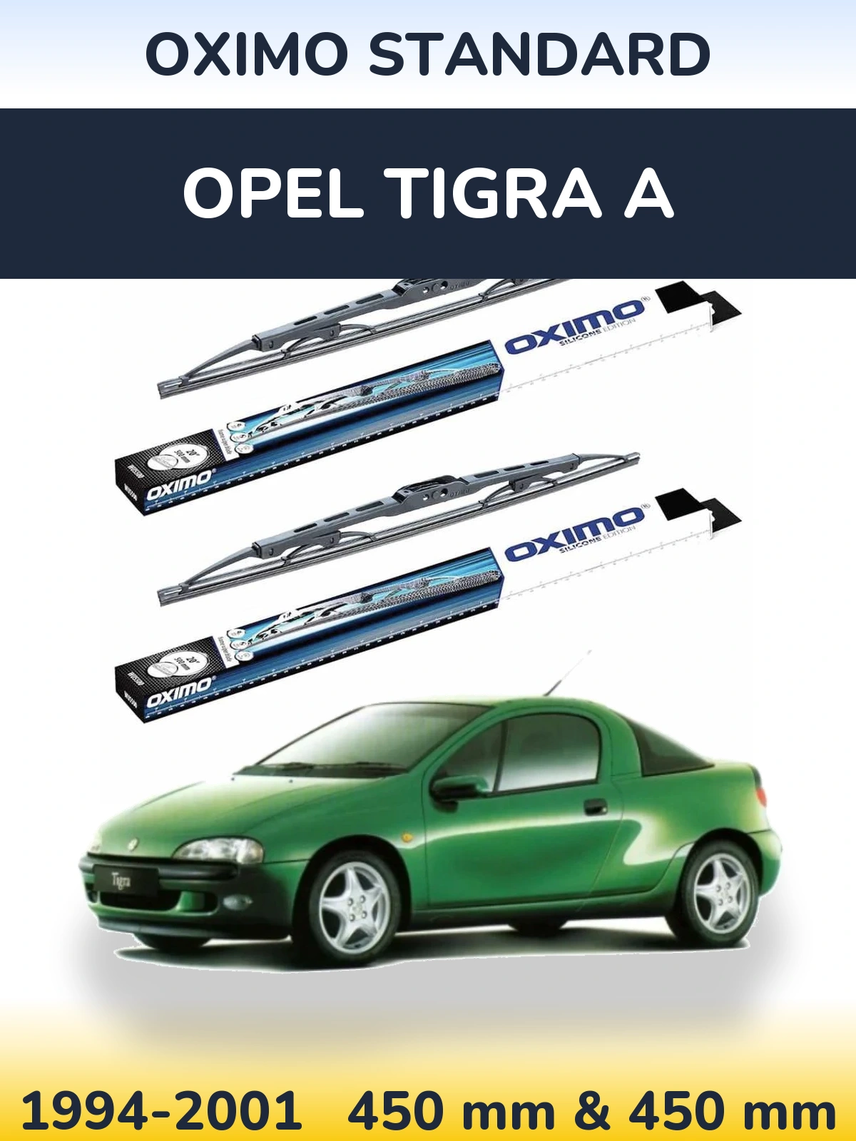 Front wiper blade set Oximo Standard 450 & 450 мм for Opel Tigra A 1994-2001