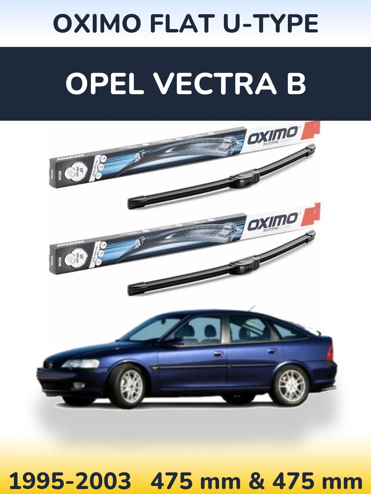 Комплект передних дворников Oximo Flat U-type 475 & 475 мм для Opel Vectra B 1995-2003