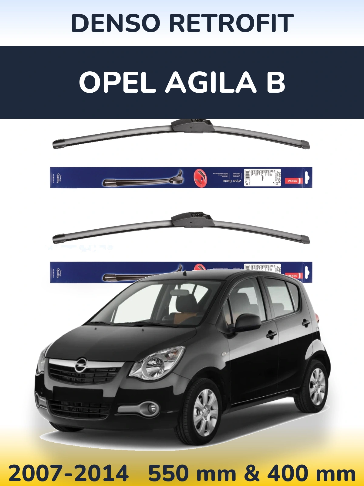 Комплект передних дворников Denso Retrofit 550 & 400 мм для Opel Agila B 2007-2014