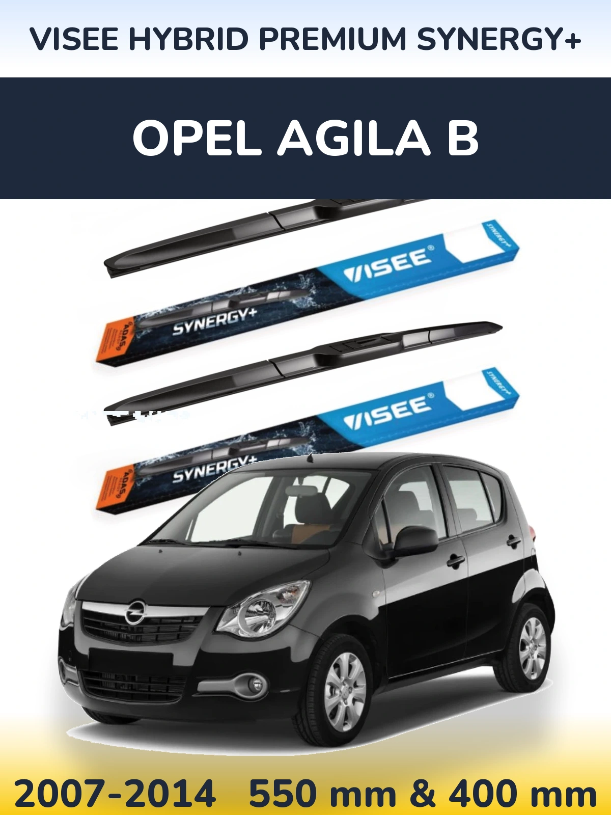 Комплект передніх щіток VISEE HYBRID PREMIUM SYNERGY+ 550 & 400 мм для Opel Agila B 2007-2014