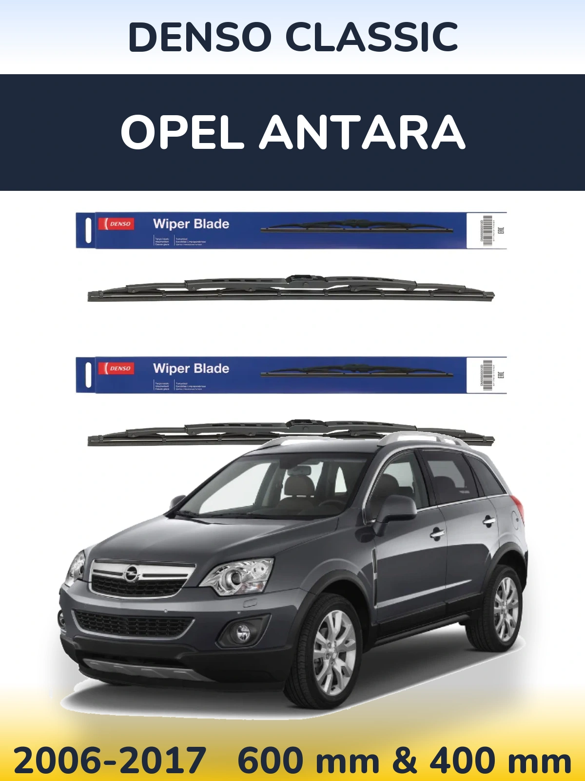 Komplet przednich wycieraczek Denso Classic 600 & 400 mm do Opel Antara 2006-2017