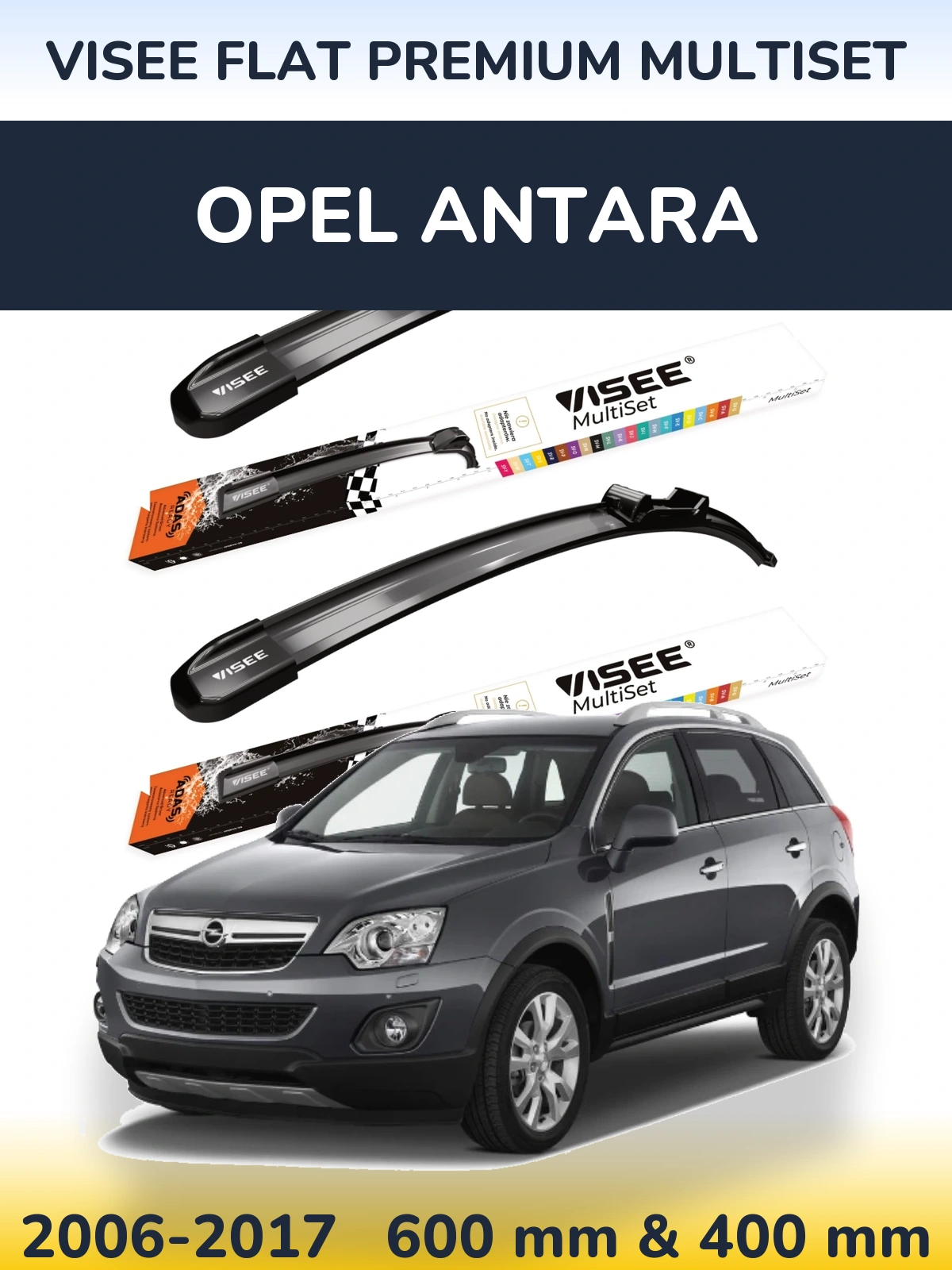 Front wiper blade set VISEE FLAT PREMIUM MultiSet 600 & 400 мм for Opel Antara 2006-2017