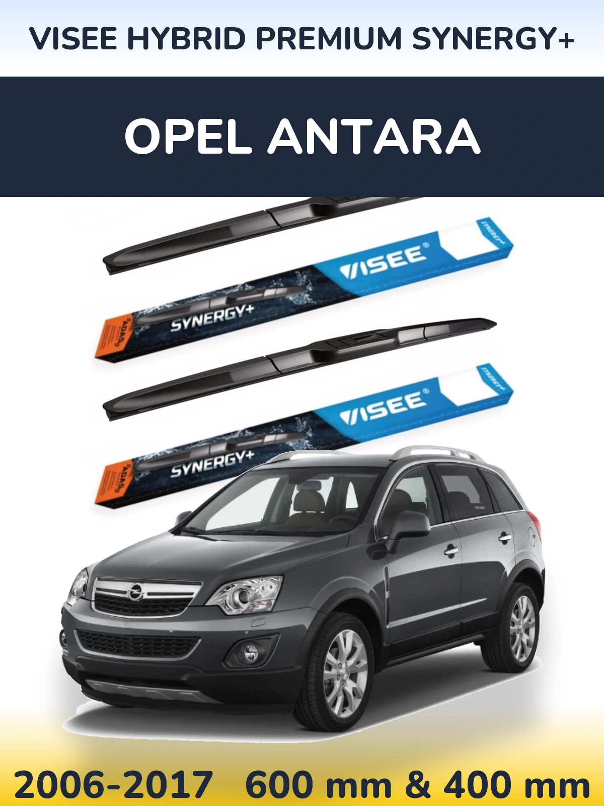 Front wiper blade set VISEE HYBRID PREMIUM SYNERGY+ 600 & 400 мм for Opel Antara 2006-2017