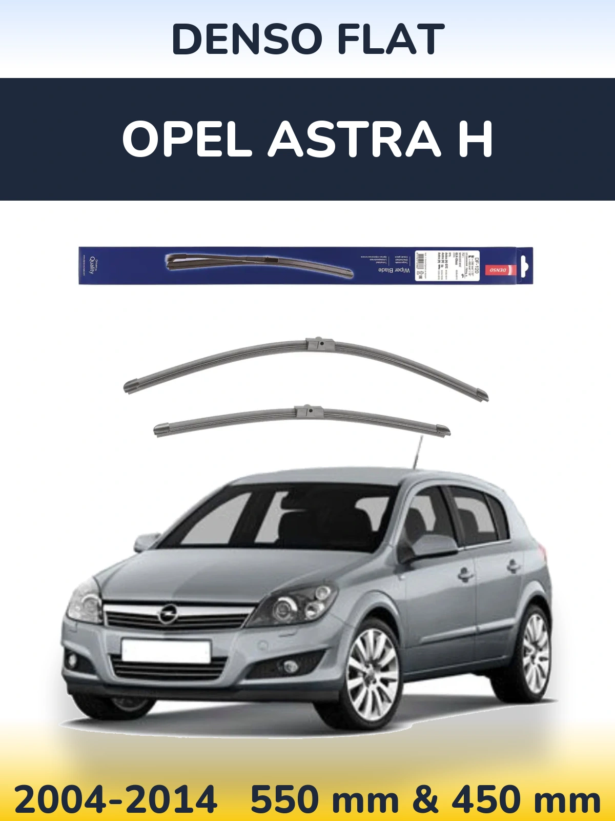 Front wiper blade set Denso Flat 550 & 450 мм for Opel Astra H 2004-2014