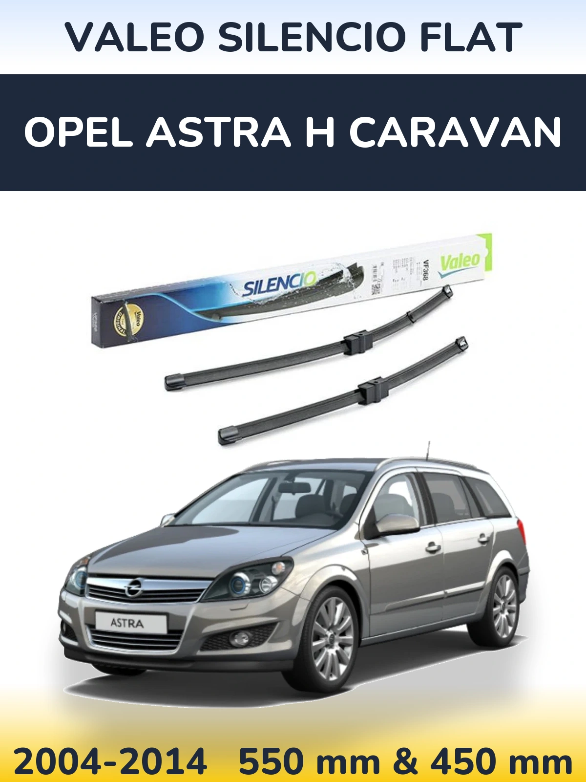 Front wiper blade set Valeo Silencio Flat 550 & 450 мм for Opel Astra H Caravan 2004-2014