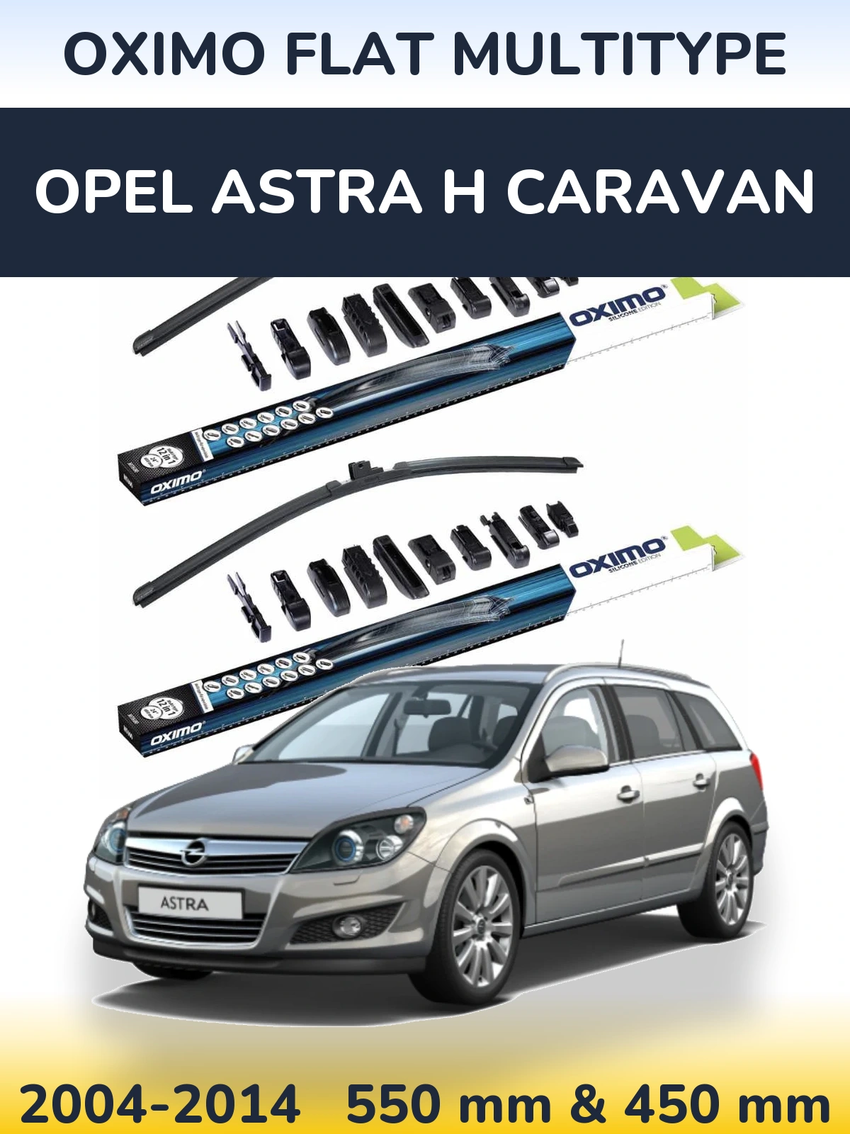 Комплект передних дворников Oximo Flat MultiТипe 550 & 450 мм для Opel Astra H Caravan 2004-2014