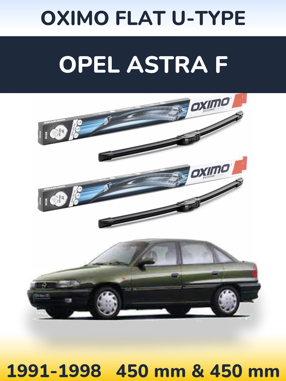 Komplet przednich wycieraczek Oximo Flat U-type 450 & 450 mm do Opel Astra F 1991-1998